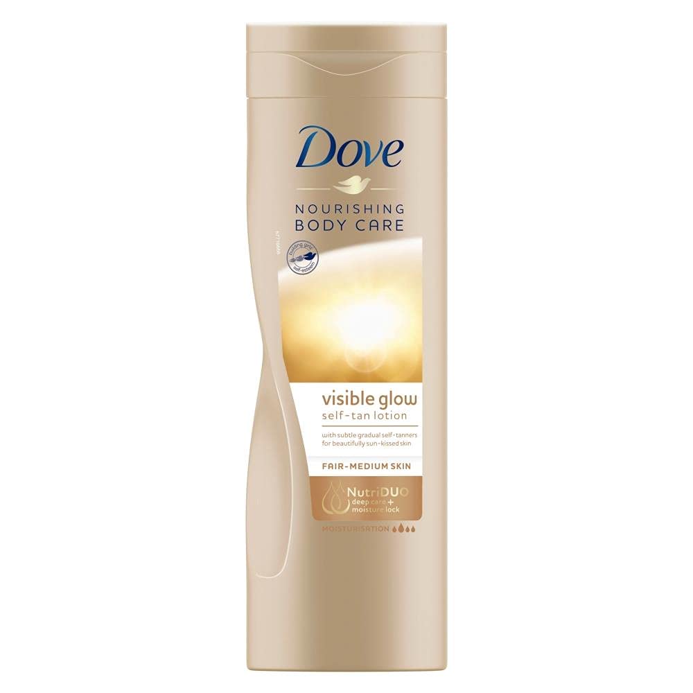 Dove Nourishing Body Care Gradual Self-Tan Lotion - 12 Pack (400ml Each) for Fair to Medium Skin | Visible Glow & Hydration | Perfect for Pre-Vacation Prep or Year-Round Sun-Kissed Look