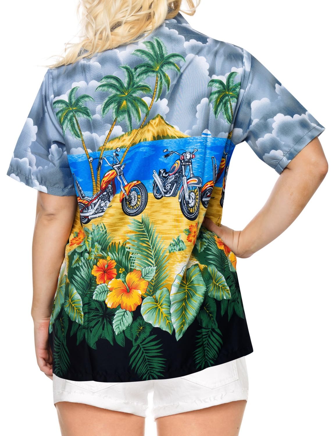 LA LEELA Women's Short Sleeve Hawaiian Blouse - Floral Print Vacation Shirt for Beach, Summer & Tropical Outfits | Casual Wear, Pool Party & Island Getaways