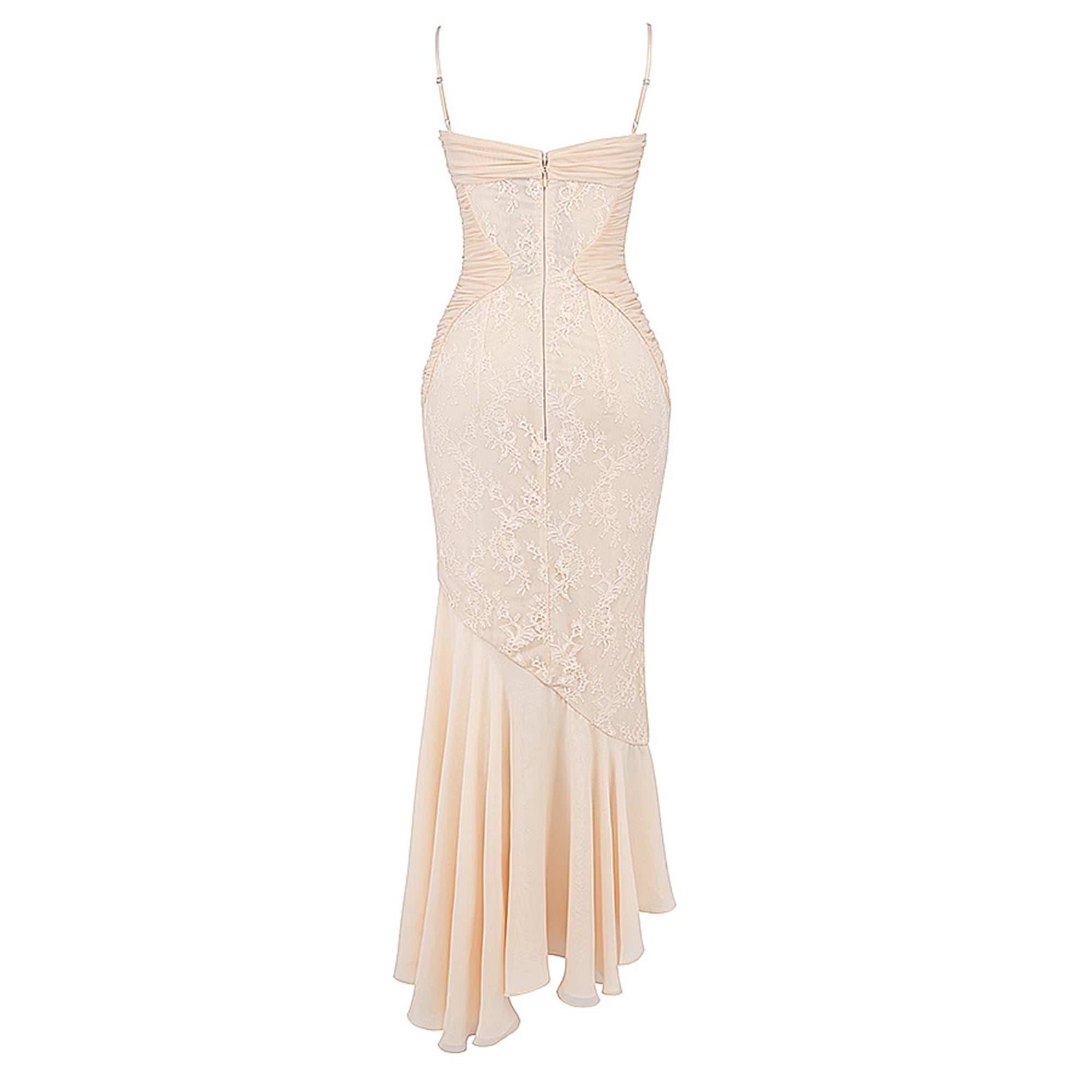 Elegant Audrey Chiffon & Lace Midi Dress for Women - Perfect for Weddings, Parties & Special Occasions