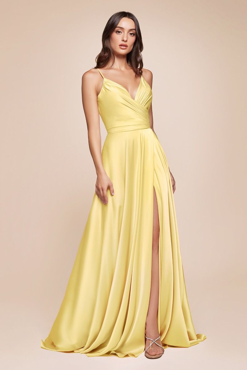 Erica Gown - Light Yellow Soft Satin A-Line Sweetheart Neckline Dress for Wedding, Party & Special Occasions