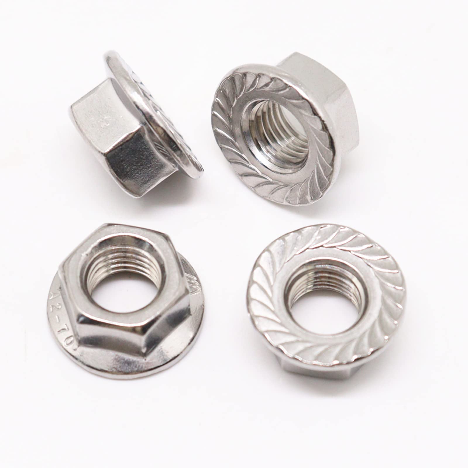 30PCS M10 x 1.25mm 304 Stainless Steel Serrated Flange Hex Nuts - Metric Thread Hardware with Bright Finish - Perfect for Automotive, Machinery & DIY Projects