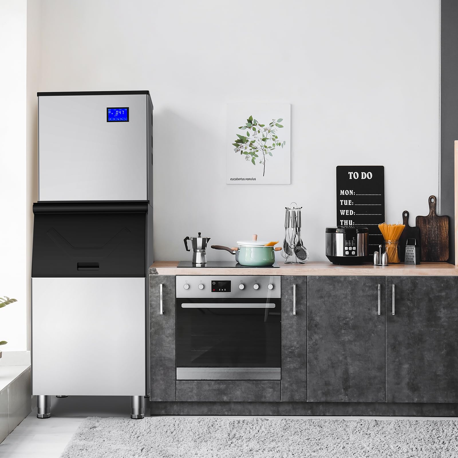 Commercial Ice Maker Machine 350Lbs/24H with 250Lbs Storage Bin - Heavy Duty Pro Compressor, ETL Certified, 700W Auto Self-Cleaning Stainless Steel Ice Machine for Bars, Restaurants, Cafes & Commercial Use - Perfect for High Volume Beverage Service & Food Preservation
