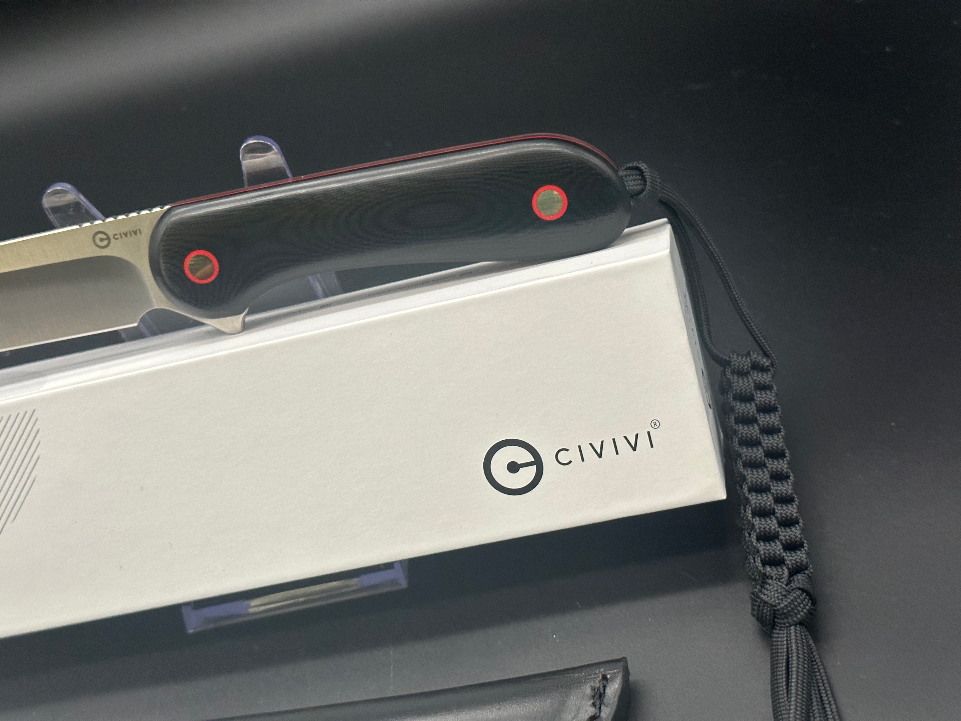 CIVIVI Elementum Fixed Blade Knife - Black G10 Handle with Red Accents - Outdoor Camping, Hunting & Survival EDC Tool