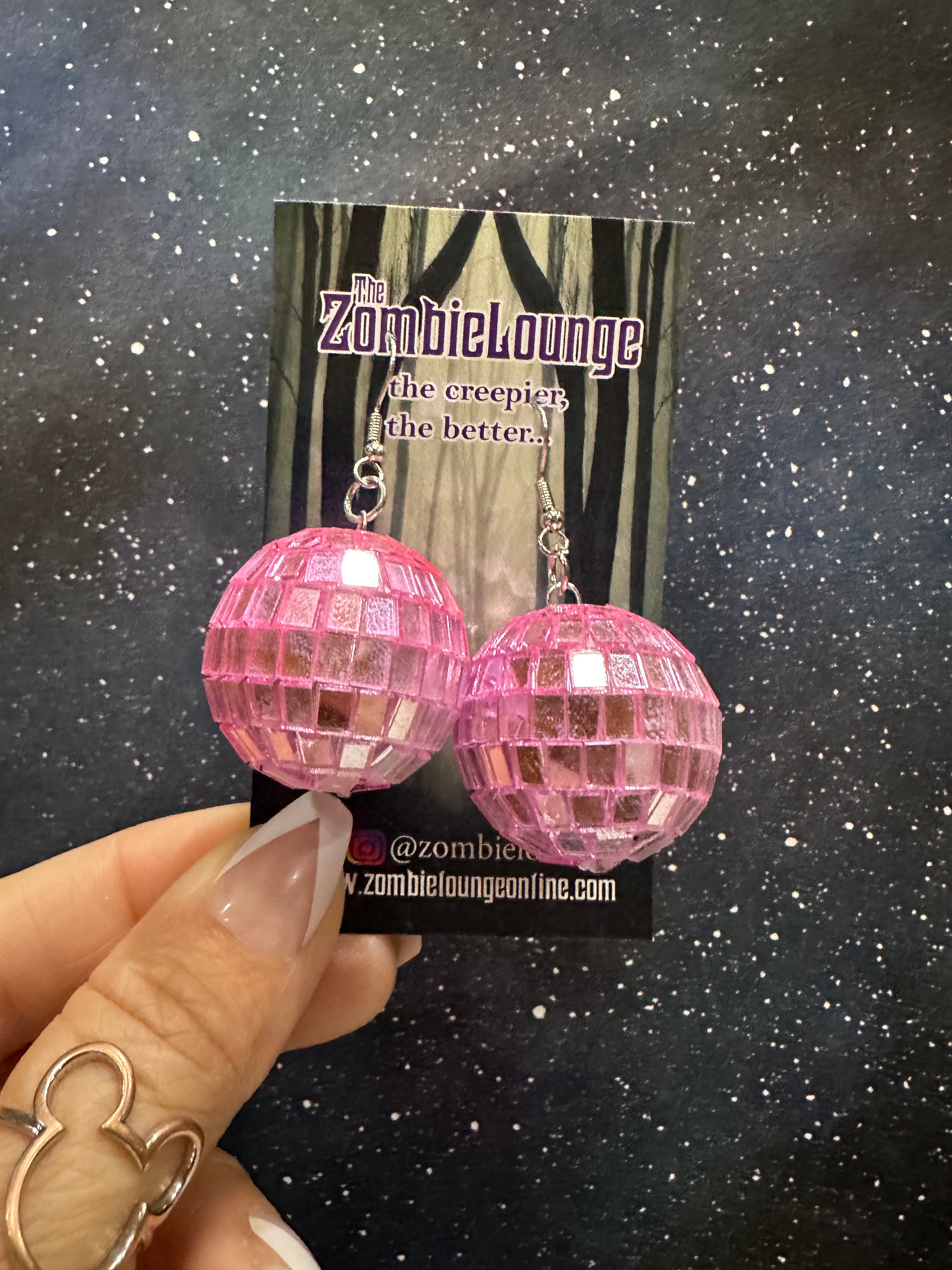 Disco Ball Earrings for Women - Sparkling Silver Party Earrings for Night Out, Club, Festival & Dance - Trendy Dangle Drop Earrings for Costume & Themed Events