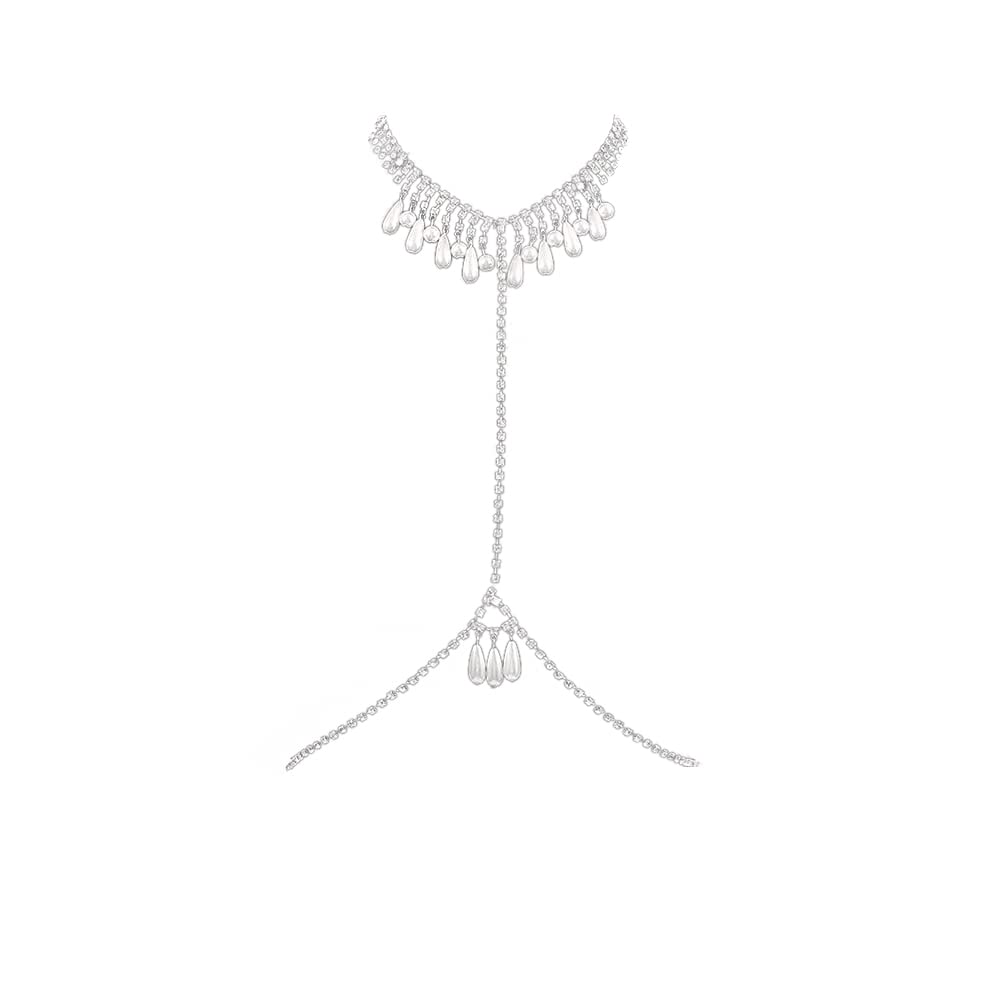 Adjustable Pearl Rhinestone Body Chain Jewelry for Women - Punk Style Chest Chain with Buckle for Nightclub, Festival & Party Wear | Fashion Body Accessories for Women and Girls