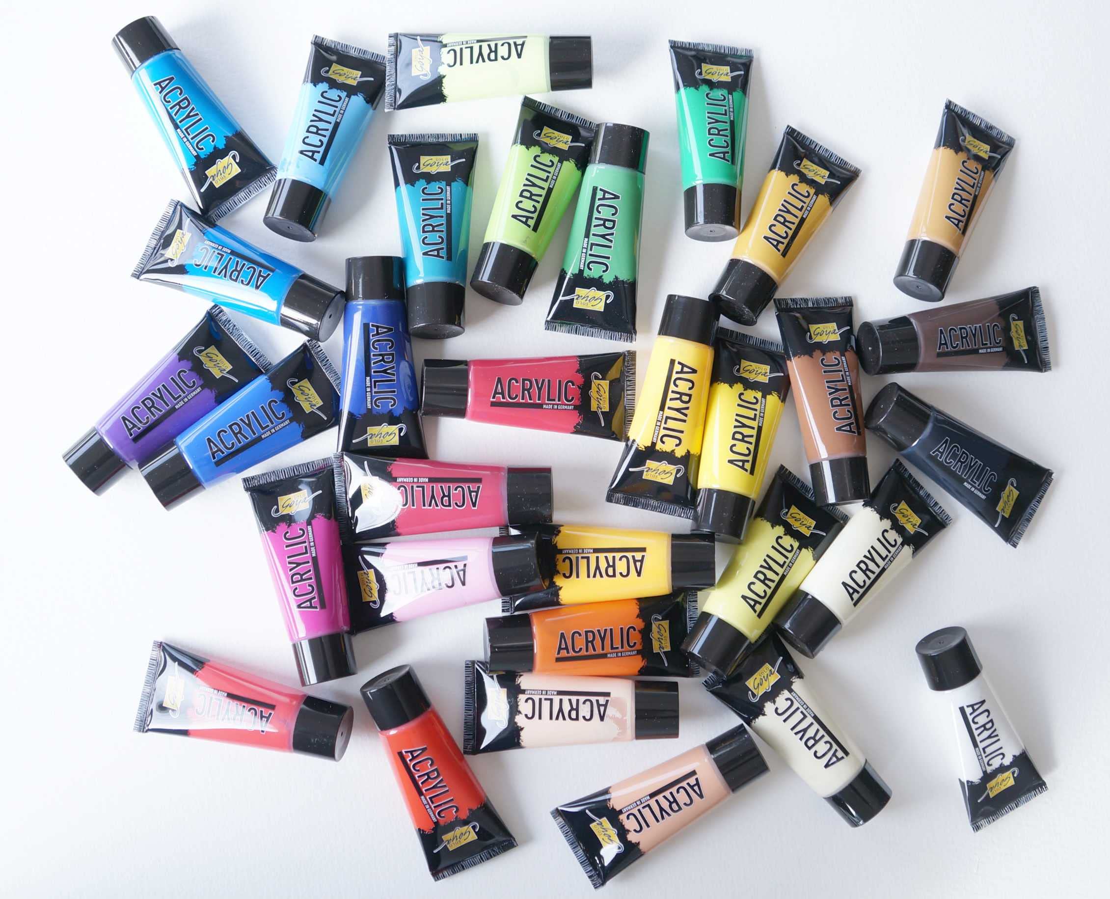 Unbekannt Solo Goya 84172 - 16-Piece Set of 20ml Acrylic Paint Tubes for Artists - Perfect for Canvas Painting, DIY Crafts & Art Projects