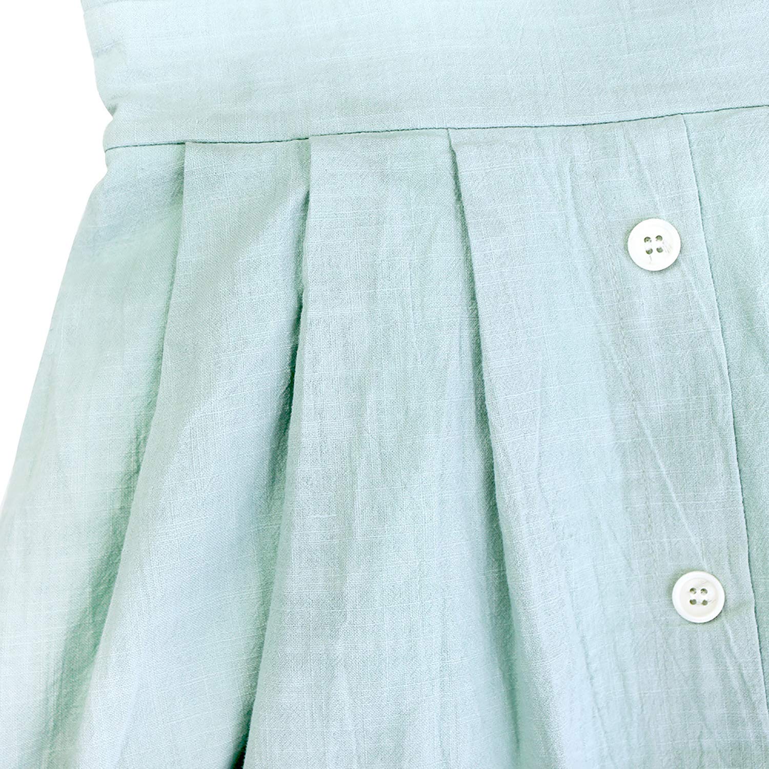 ECOWISH Women's 2024 Summer Dress - V-Neck Spaghetti Strap Tie-Front A-Line Midi Dress with Button Down Backless Design in Light Green | Perfect for Beach Vacations, Date Nights & Summer Parties