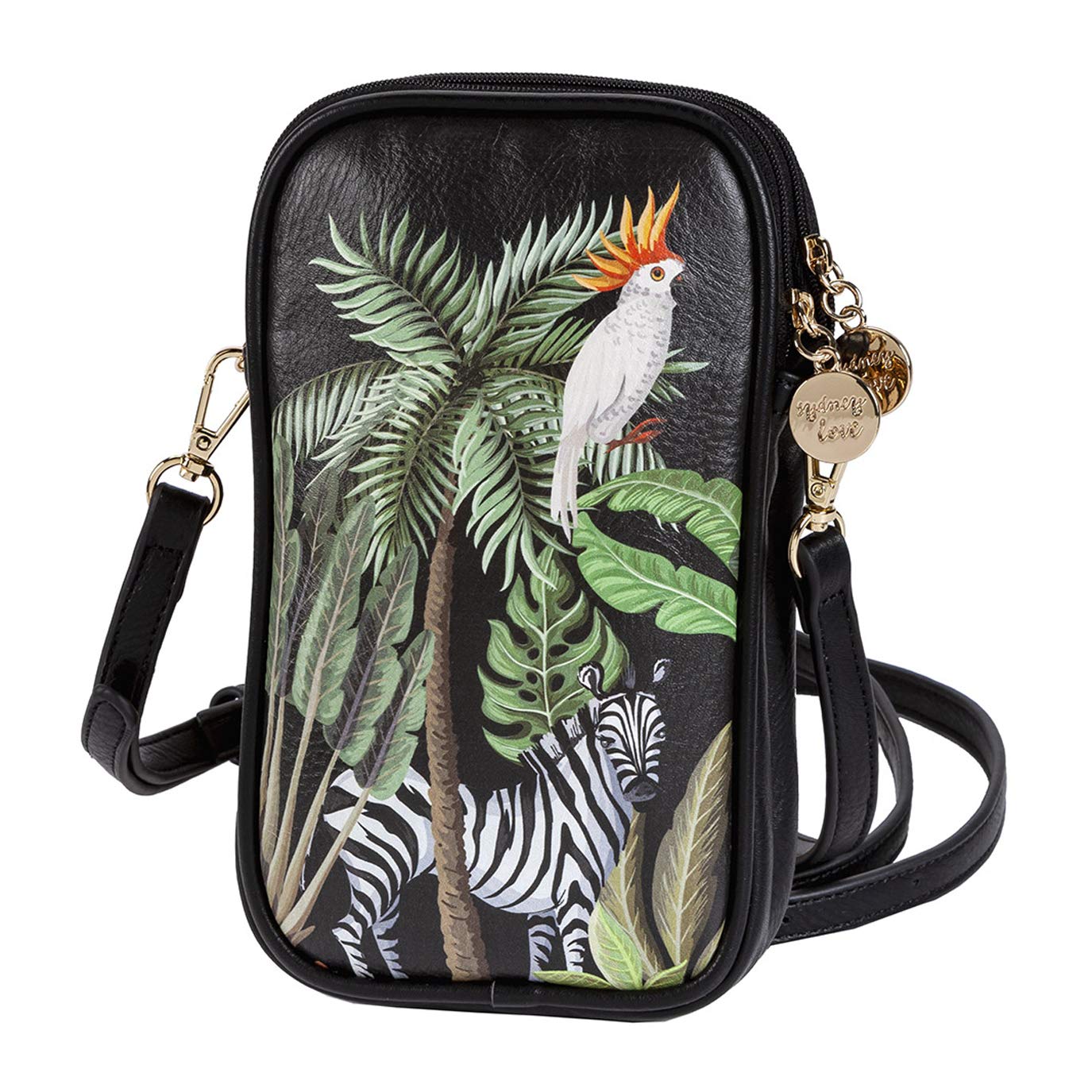Sydney Love Vegan Leather Crossbody Phone Bag - Jungle Print Design for Women, Perfect for Travel, Shopping & Everyday Use