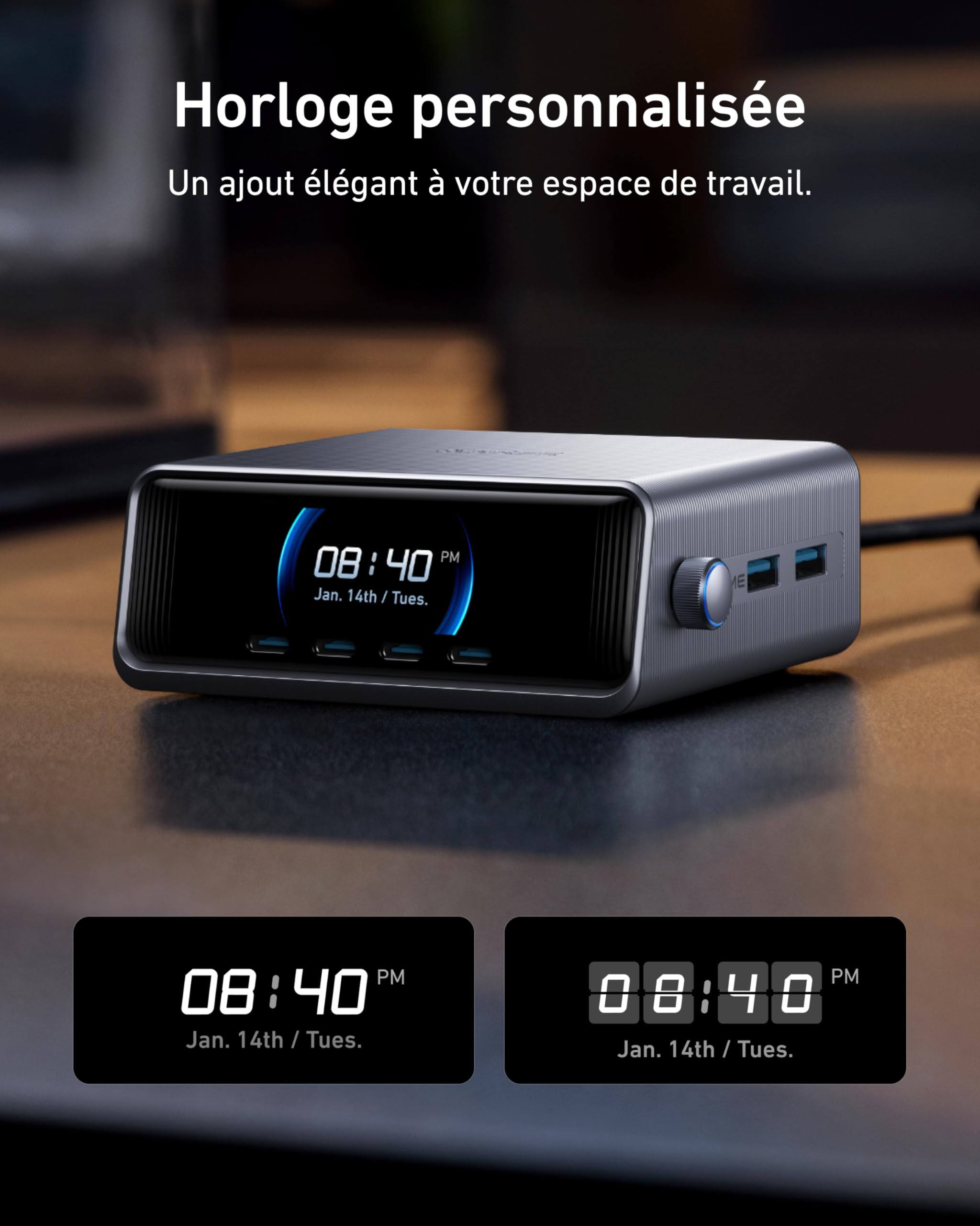 Anker Prime 250W 6-Port GaN USB C Fast Charging Station with LCD Display & Smart Control Wheel - Compatible with MacBook Pro/Air, iPhone 16/15/14, Pixel, Galaxy, Apple Watch - Perfect for Home, Office & Travel Charging Multiple Devices Simultaneously