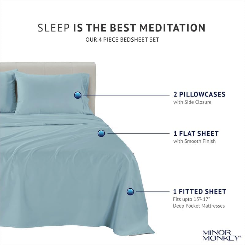 Luxury 1000 Thread Count California King Size Egyptian Cotton Sheets Set - 4Pc Soft Sateen Weave Bedding with 16