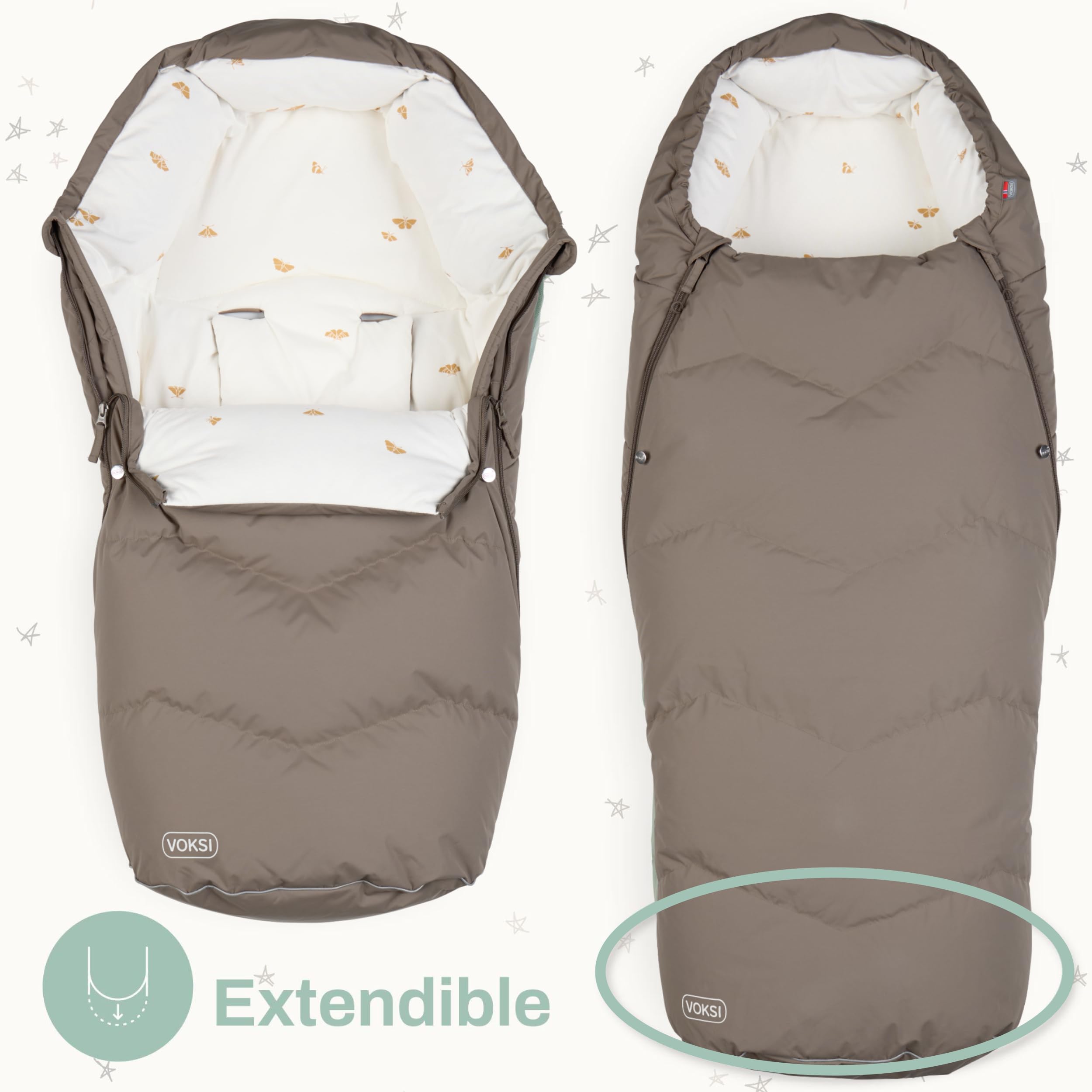 Premium Stroller Footmuff - Natural Wool & Down Insulation - Ultra Warm & Extendable Baby Carrier Cover for Winter - Norway-Made Urban 2025 Design - Perfect for Cold Weather Walks, Shopping Trips & Outdoor Adventures with Your Little One