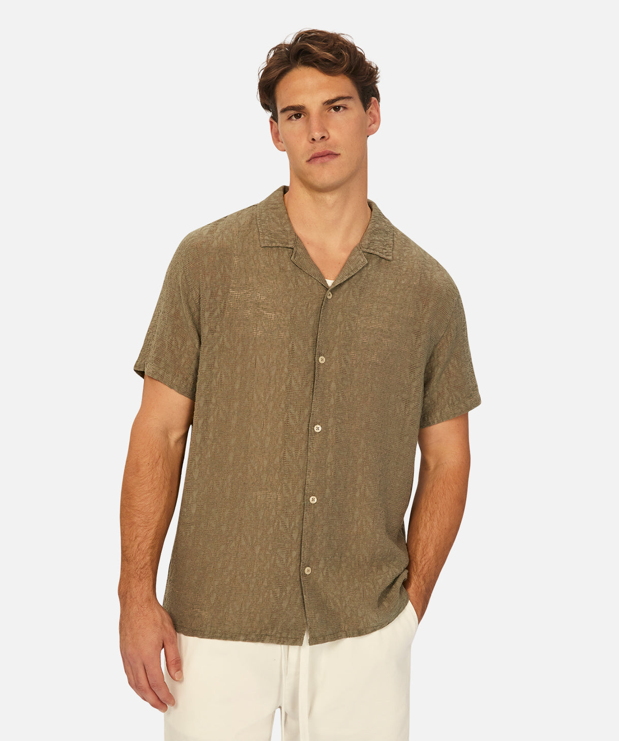 Chiara Short Sleeve Shirt in PD Thyme Green - Casual Women's Top for Work, Date Night & Summer Outfits
