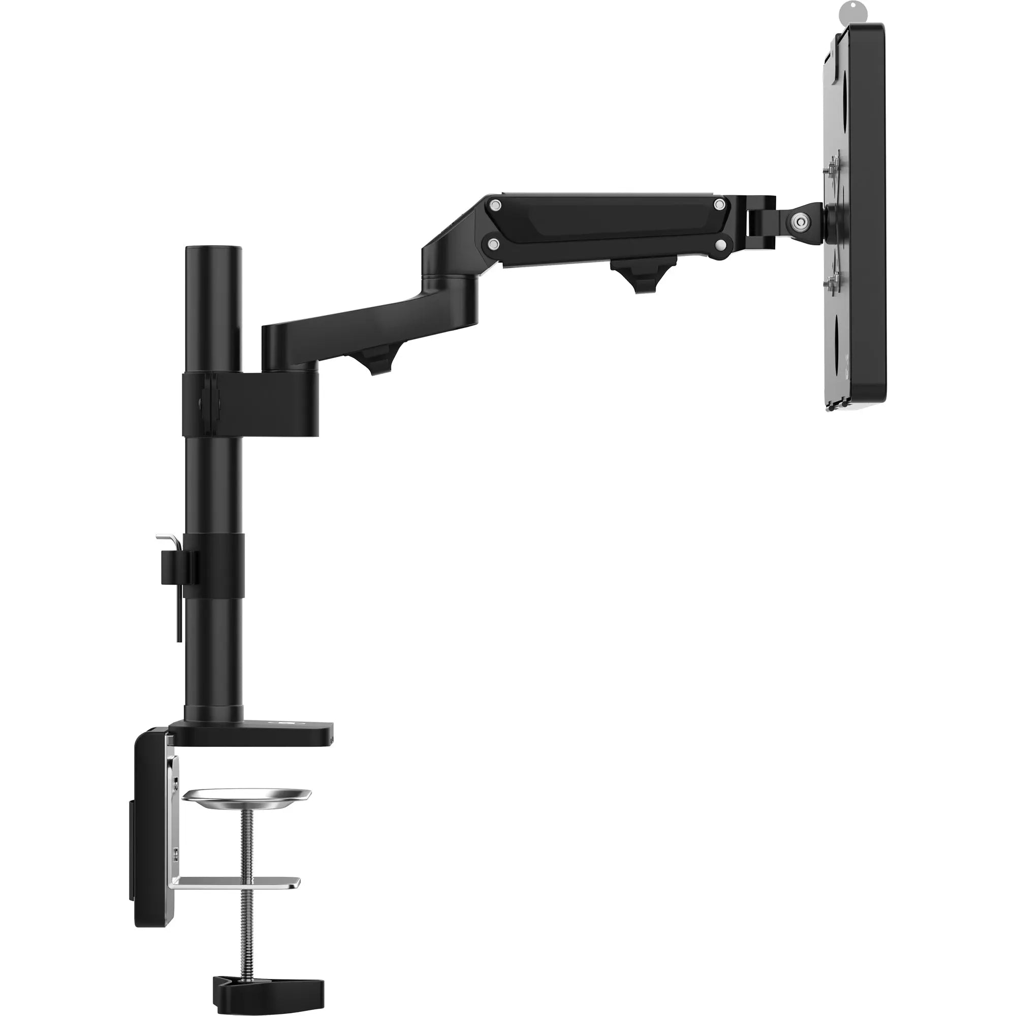 Adjustable Articulating Desk Clamp Mount with Secure Enclosure - Perfect for Monitors, Laptops, and Tablets in Home Office & Gaming Setups