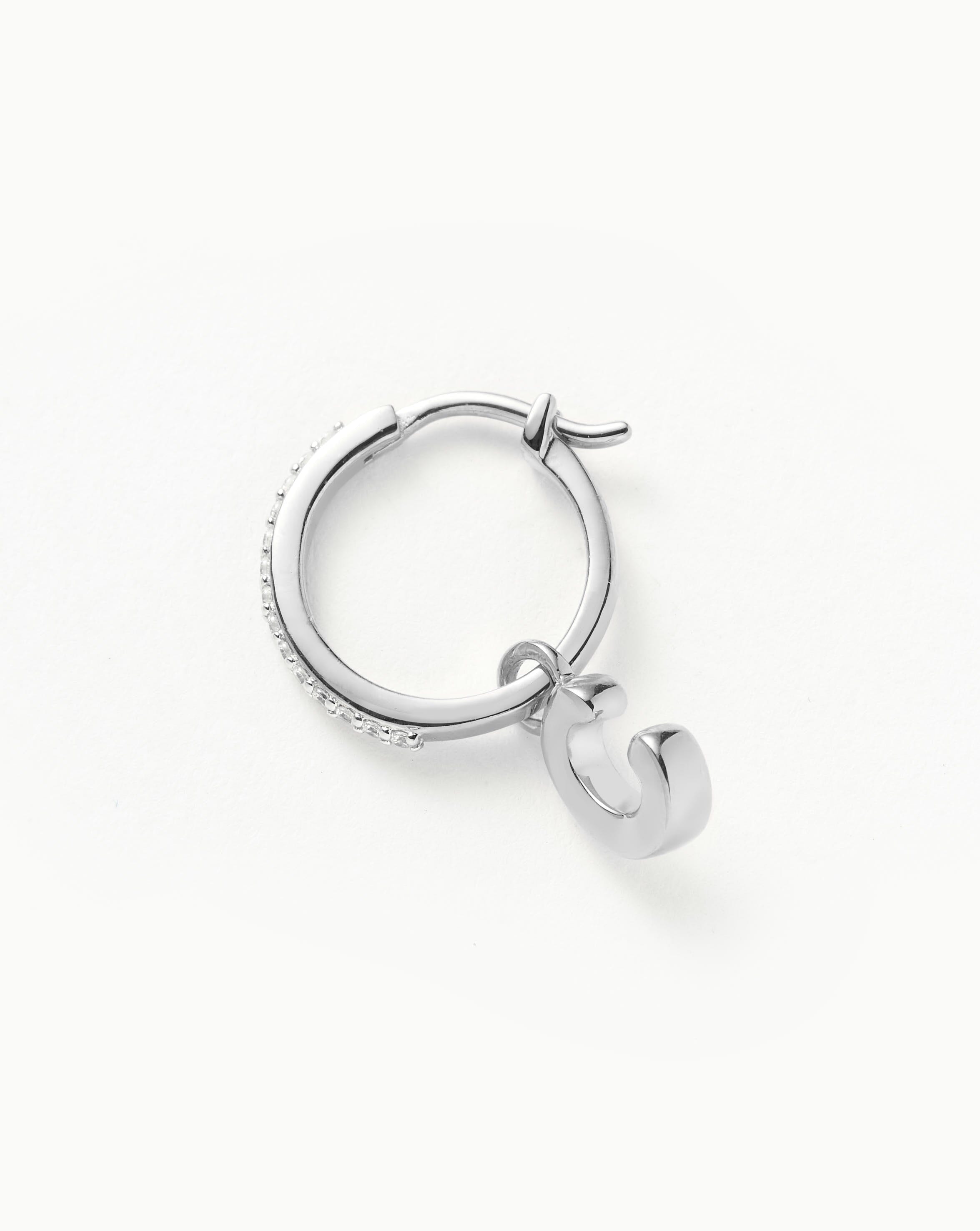 Personalized Initial Single Charm Hoop Earrings | Sterling Silver 925 | Dainty Letter Jewelry for Women | Perfect Gift for Birthday, Anniversary & Everyday Wear
