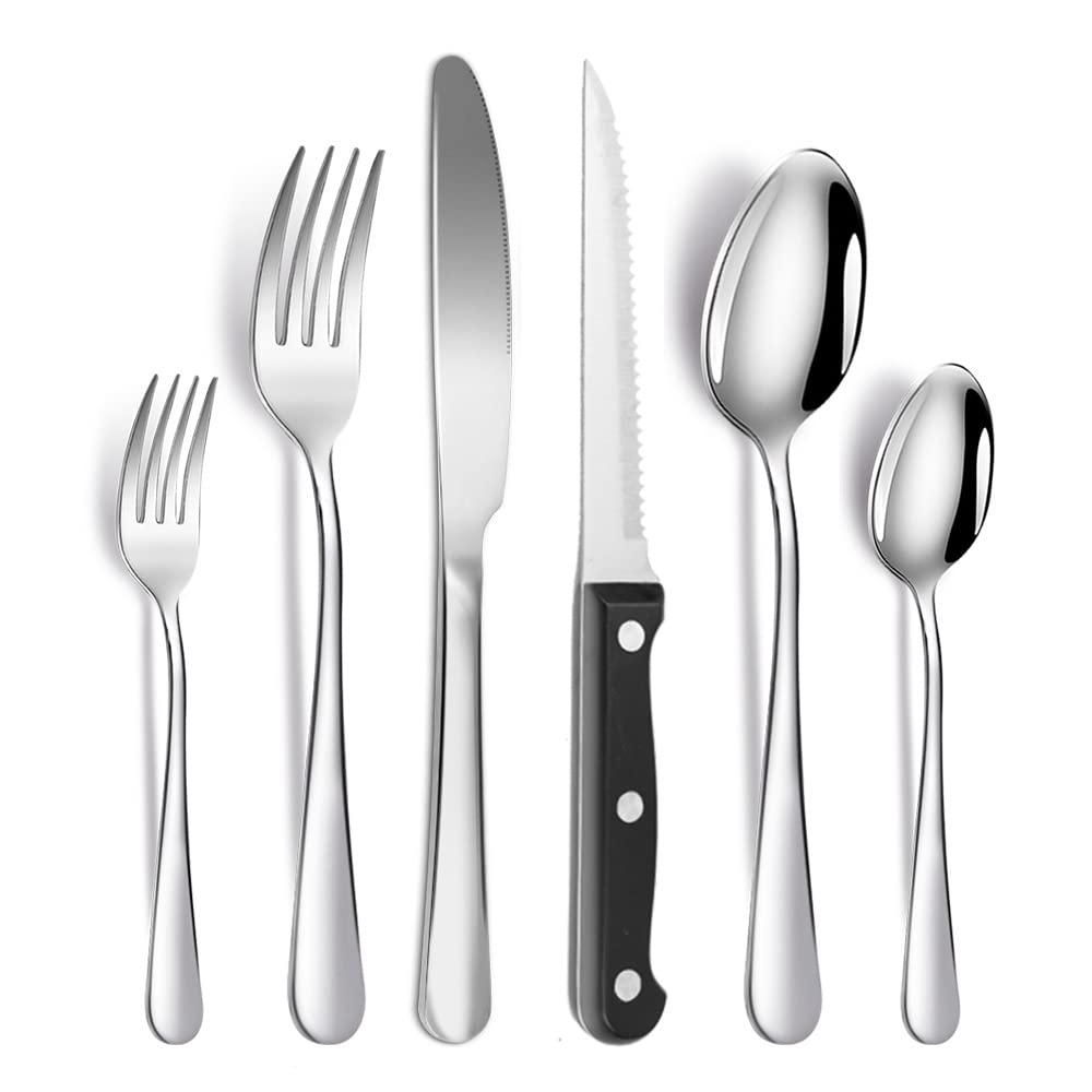 Cathyladi 24-Piece Luxury Flatware Set for 6 - Stainless Steel Gold Silverware Cutlery Set with Forks, Knives & Spoons | Elegant Dining for Dinner Parties, Weddings & Restaurant Use
