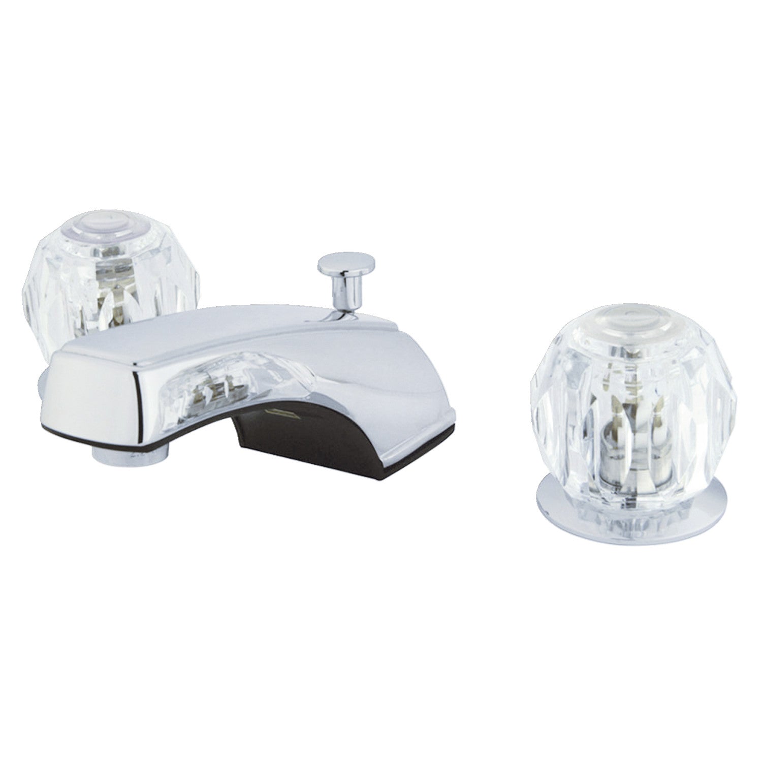 Americana KB921 Polished Chrome Widespread Bathroom Faucet - 2 Handle 3 Hole Deck Mount with Plastic Pop-Up Drain - Perfect for Modern Bathroom Vanities & Powder Rooms