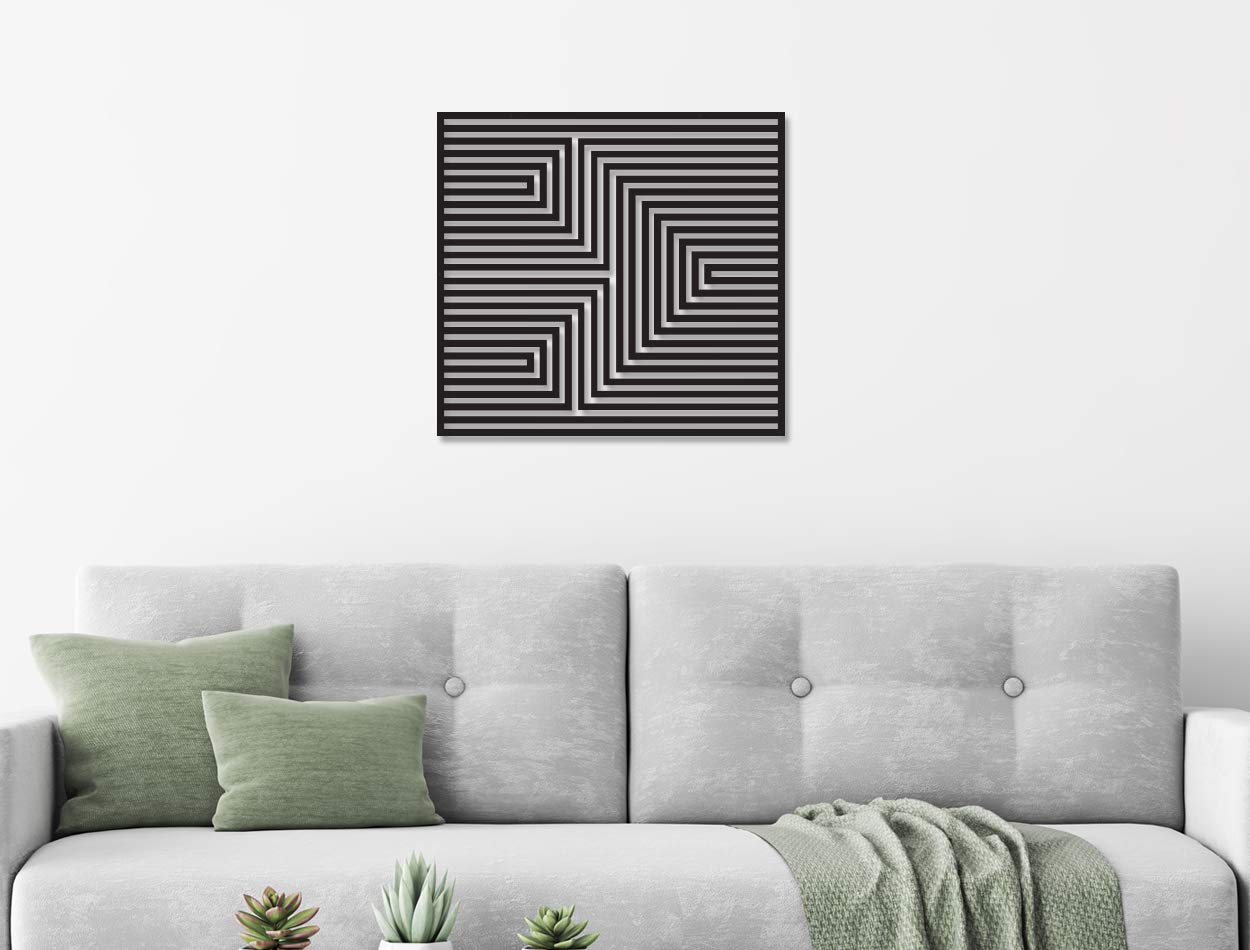 LaModaHome Black Metal Wall Art - 3D Illusion Wall Decor for Living Room, Bedroom, Kitchen & Bathroom | Indoor & Outdoor Hanging Decoration | Perfect for Modern Home & Office Spaces