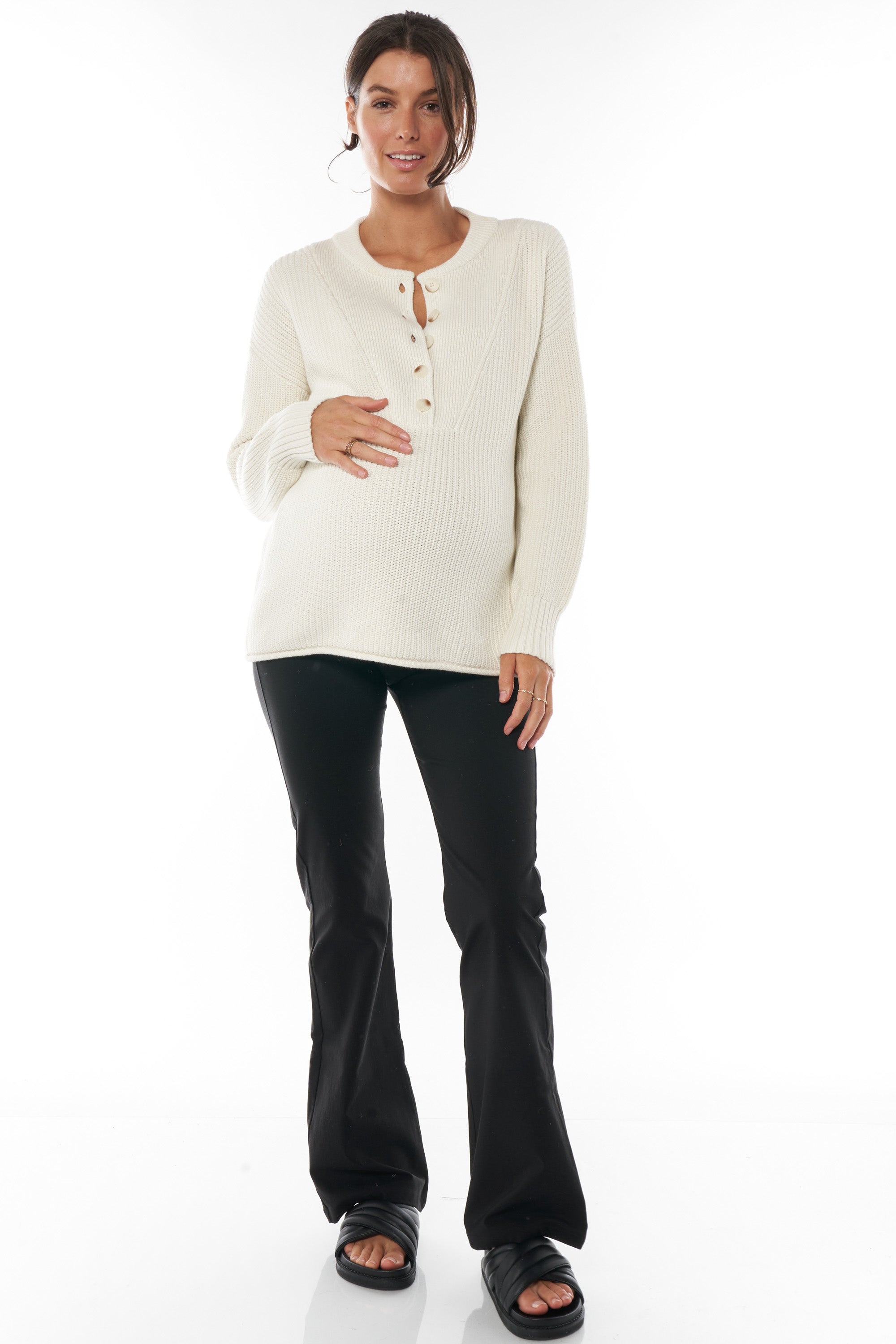 Bound To Be Button Sweater Ivory - Cozy Knit Cardigan for Women | Perfect for Fall Layering, Office Wear & Casual Outings