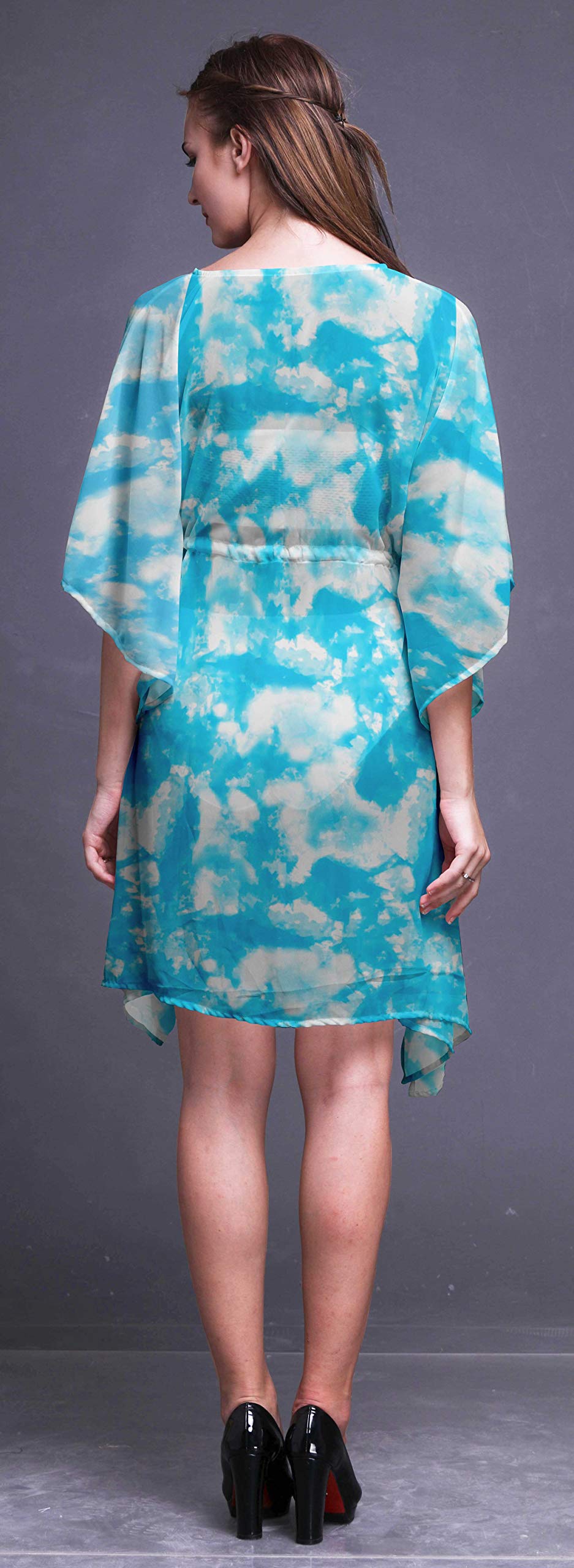 Bimba Women's Short Caftan Midi Dress - Beach Cover Up, Swimwear Wrap, Boho Kaftan for Poolside, Vacation & Summer Outfits