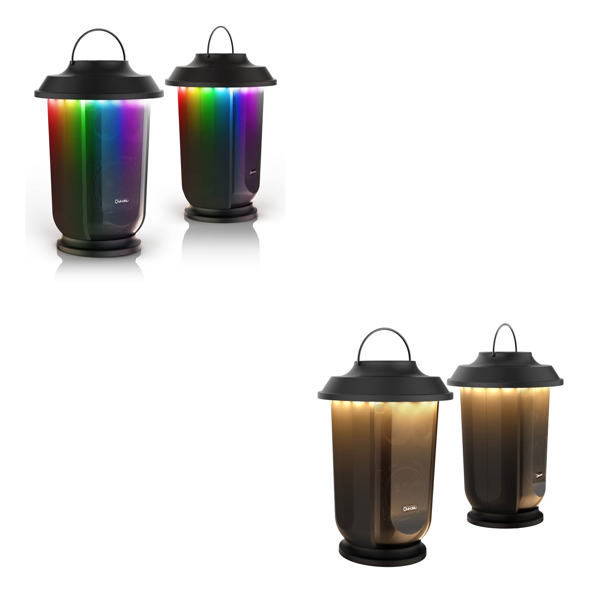Onforu 4 Pack Waterproof Outdoor Bluetooth Speakers with LED RGB Mood Lights - Wireless Stereo Pairing, IPX5 Waterproof, Portable Lantern Speaker for Yard, Garden, Camping, Christmas Party & Home Decor