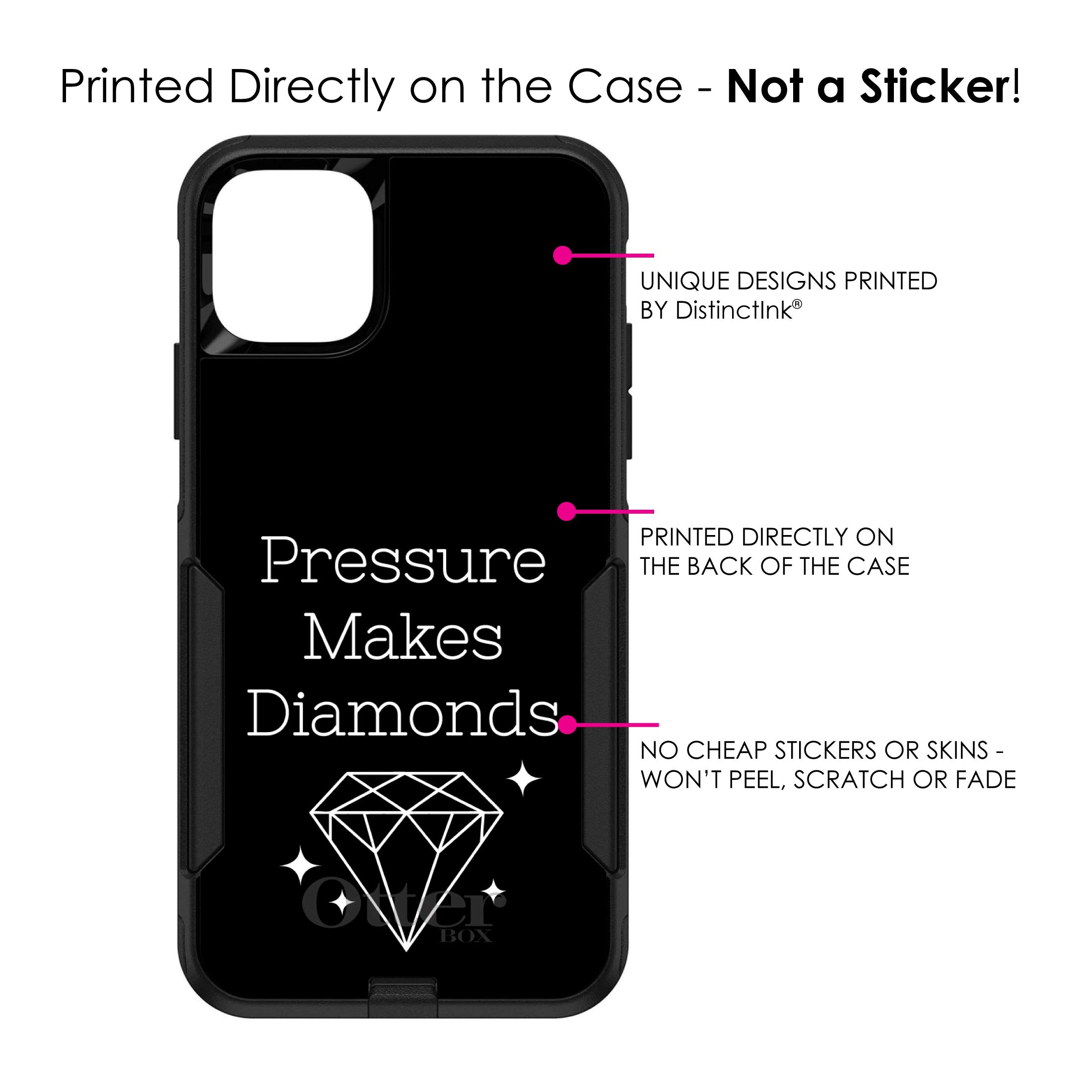 DistinctInk iPhone 11 Pro Case (5.8 Inch) - Durable Protective Cover with Inspirational Quote 'Pressure Makes Diamonds' - Black & White Design - Slim Fit Replacement for OtterBox Commuter - Perfect for Work, Gym & Everyday Use