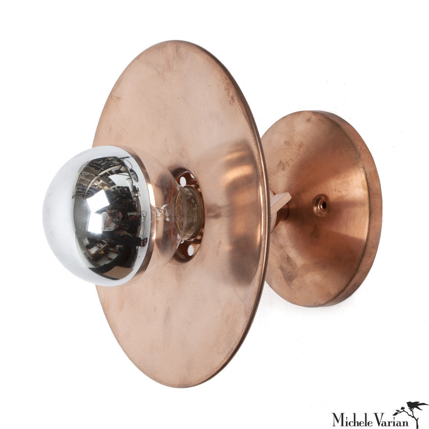 8 Inch Copper Discus Flush Mount Ceiling Light - Modern Round LED Fixture for Bedroom, Living Room, and Hallway Lighting