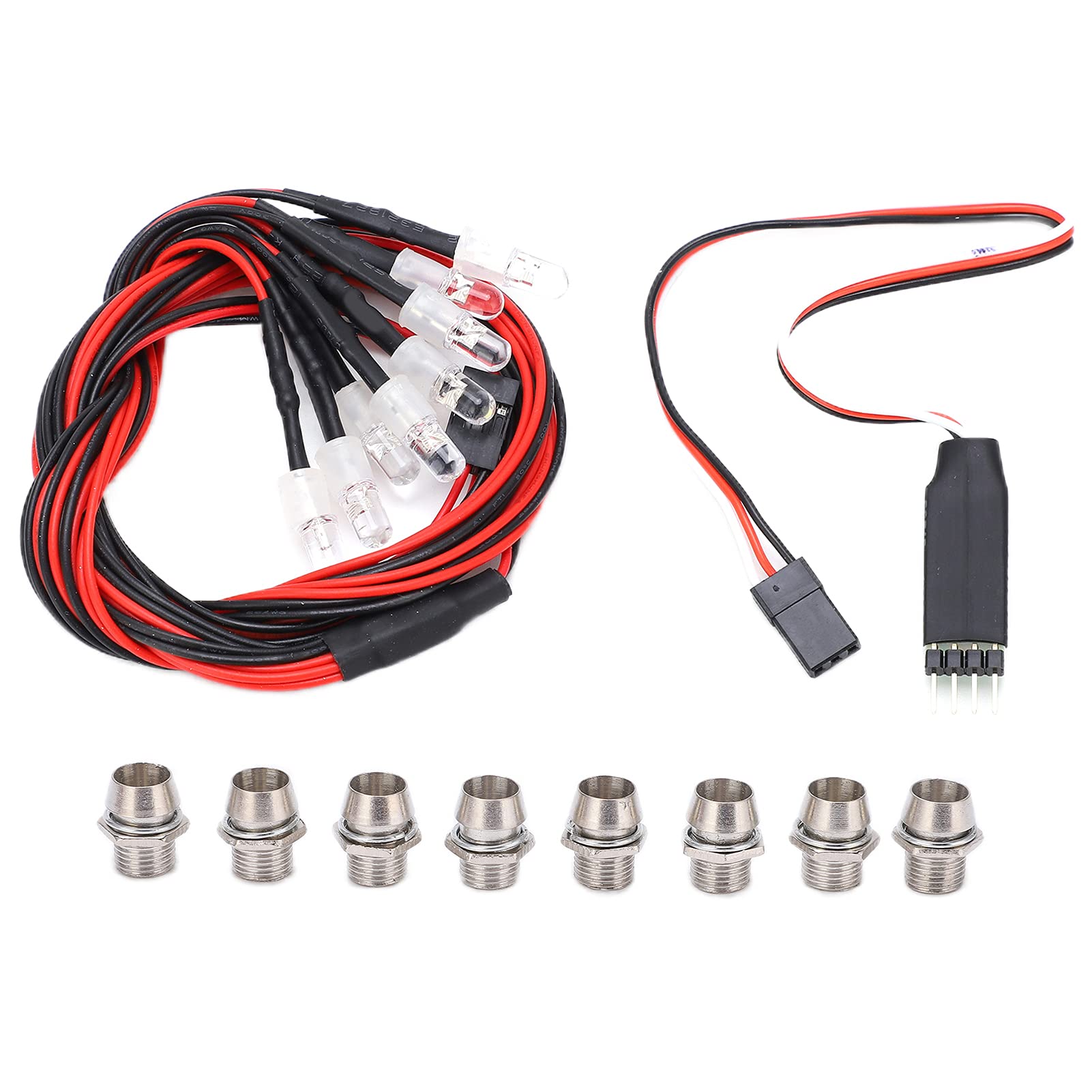 Alomejor 8 LED RC Car Light Kit - 3.7V~8.4V 5mm Lights with Third Channel Control Switch for 1/8 1/10 Scale RC Cars - Perfect for Night Racing and Off-Road Adventures