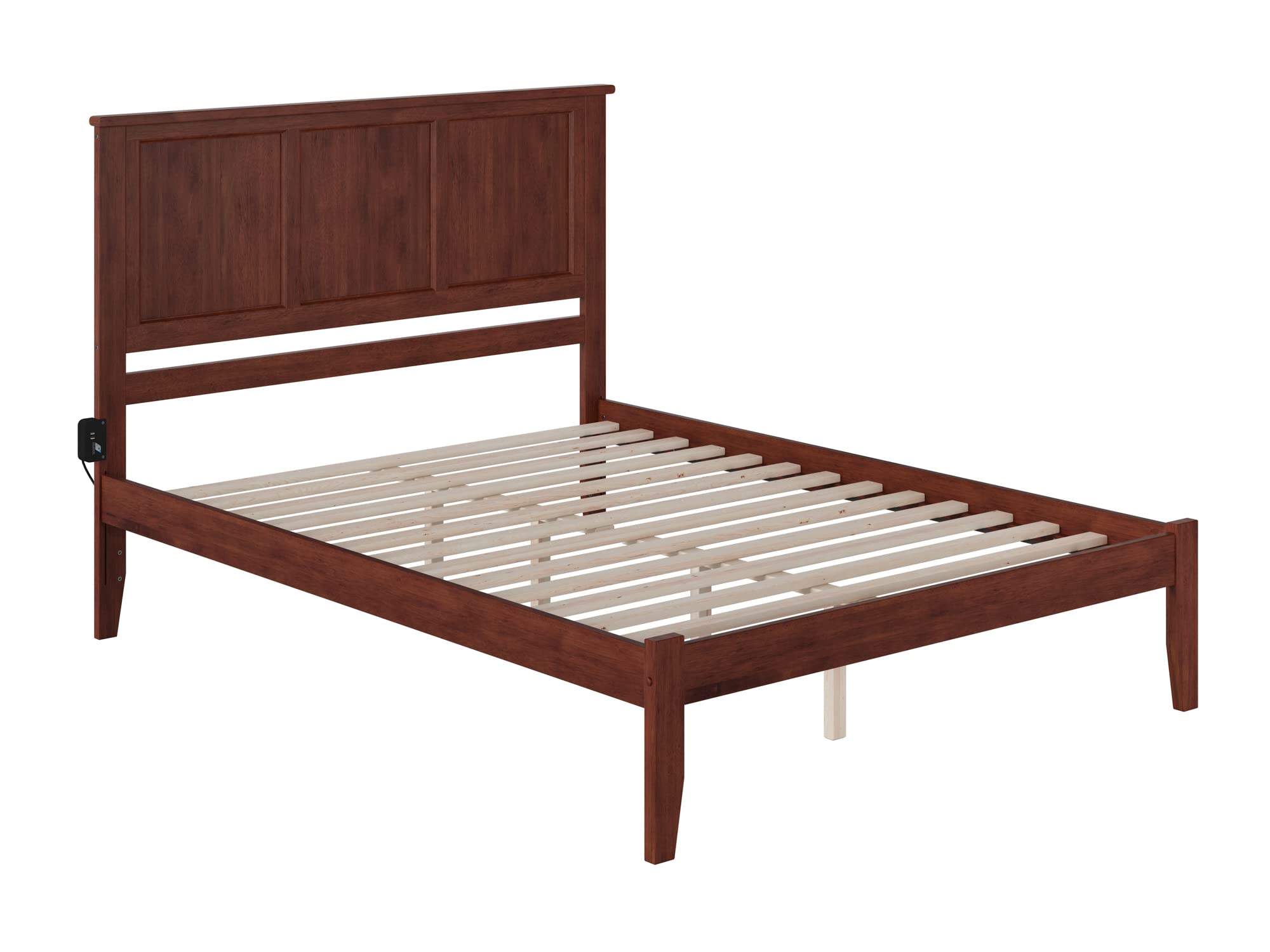AFI Madison Queen Size Platform Bed with Open Footboard - Solid Walnut Wood Frame for Modern Bedrooms | Sturdy Support & Easy Assembly | Perfect for Small Spaces & Guest Rooms
