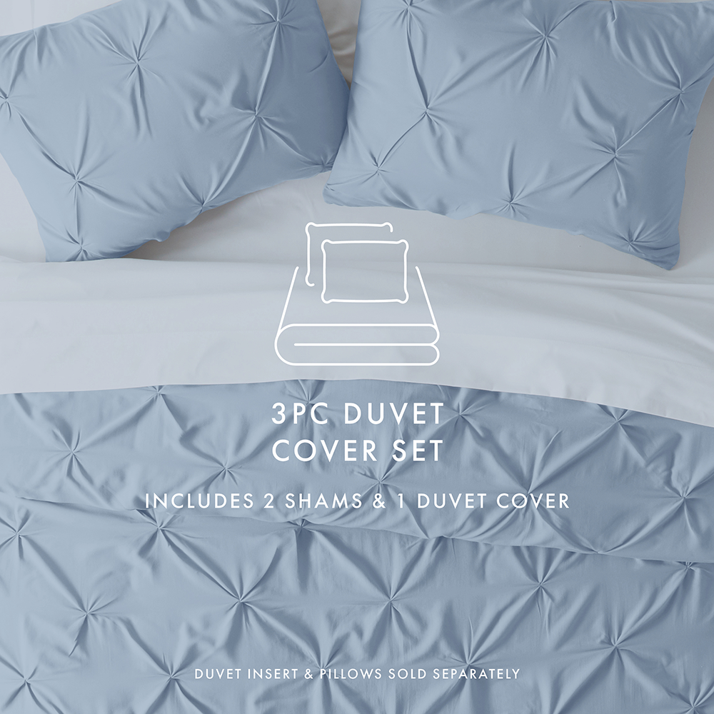 Premium Pinch Pleat 3-Piece Duvet Cover Set - King Size, 100% Cotton Bedding Set with Pillow Shams - Elegant Home Decor for Master Bedroom & Guest Room