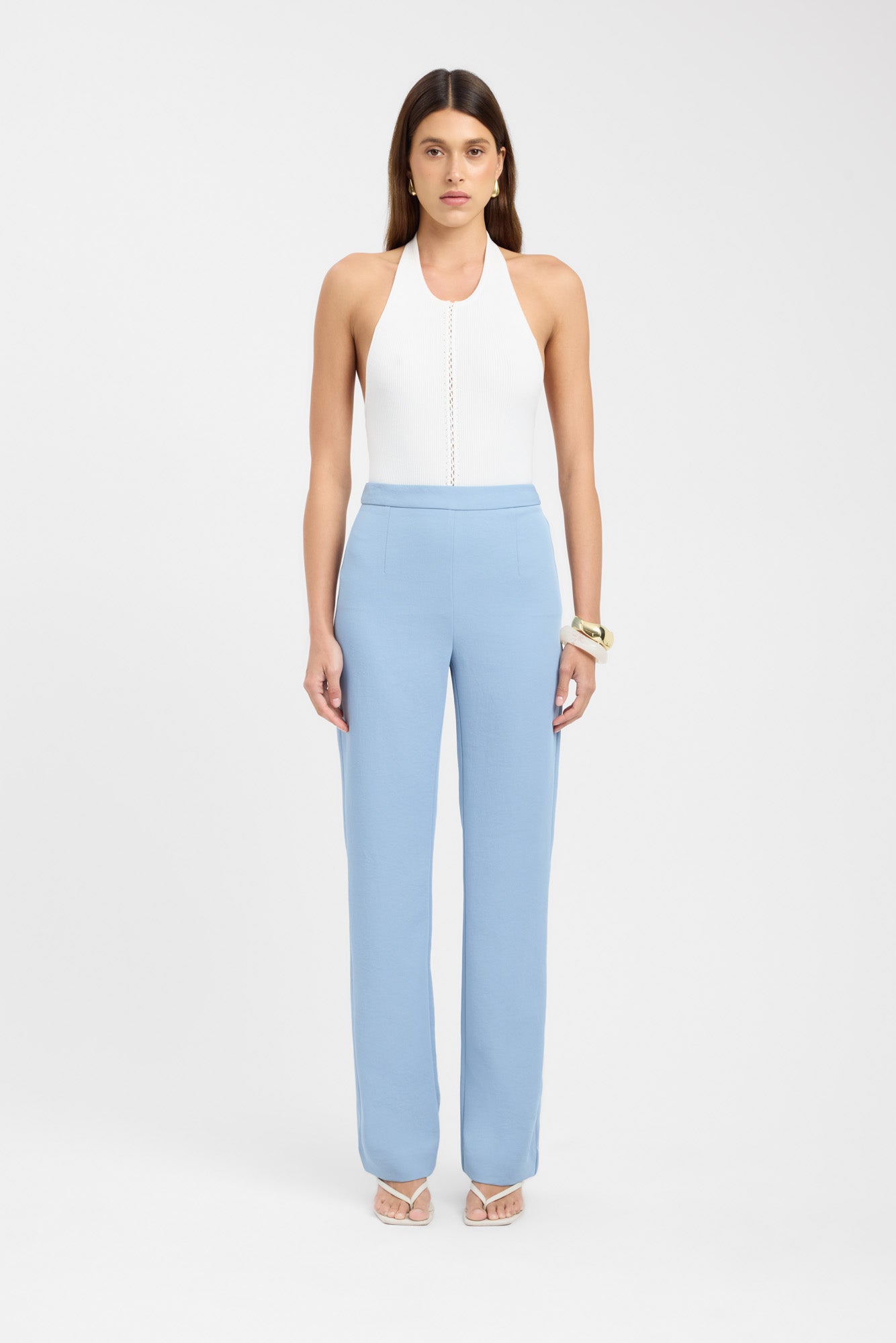 Ariel Women's Slate Blue Casual Pants - Comfortable Stretch Trousers for Work, Travel & Everyday Wear
