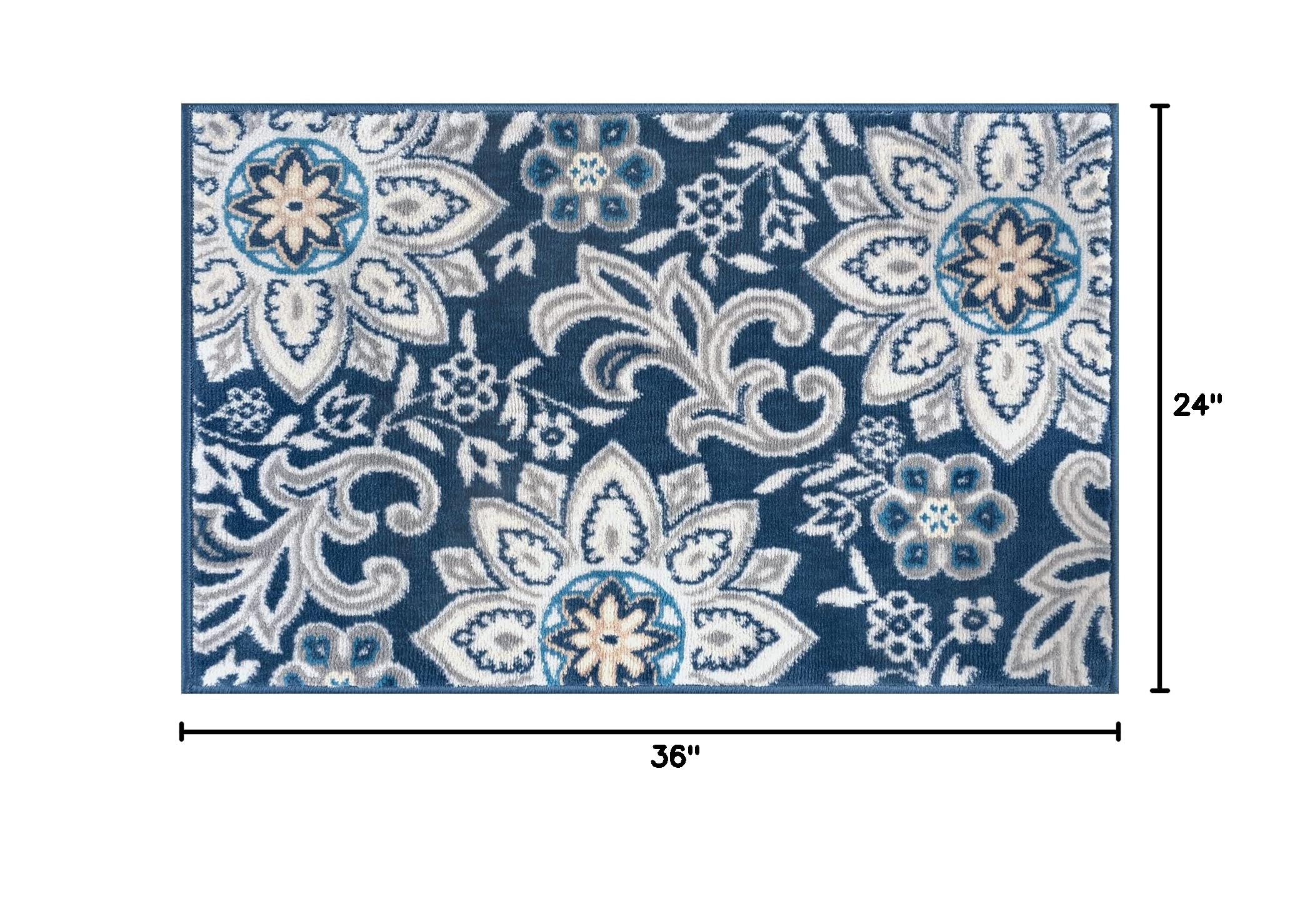 Tayse 2x3 Entry Rug - Non-Slip Indoor Front Door Mat - Small Area Rug for Kitchen & Bathroom - Modern Contemporary Carpet - Perfect for Home, Office & Apartment Entryway