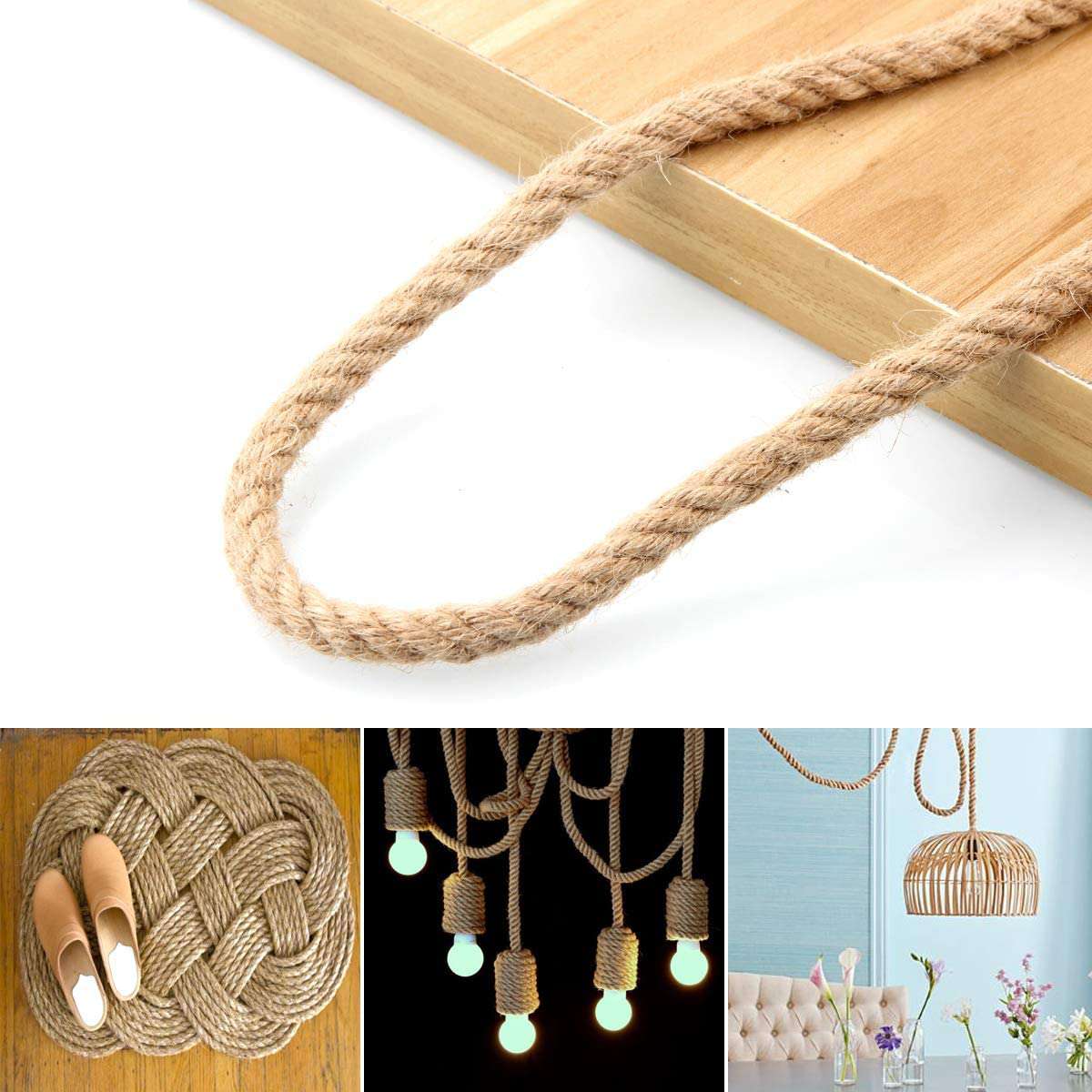 10m Sisal Rope 20mm - Natural Twine Cord, Thick Jute Hemp Manila Rope for DIY Crafts, Home Decor, Macrame, Gardening & Outdoor Projects