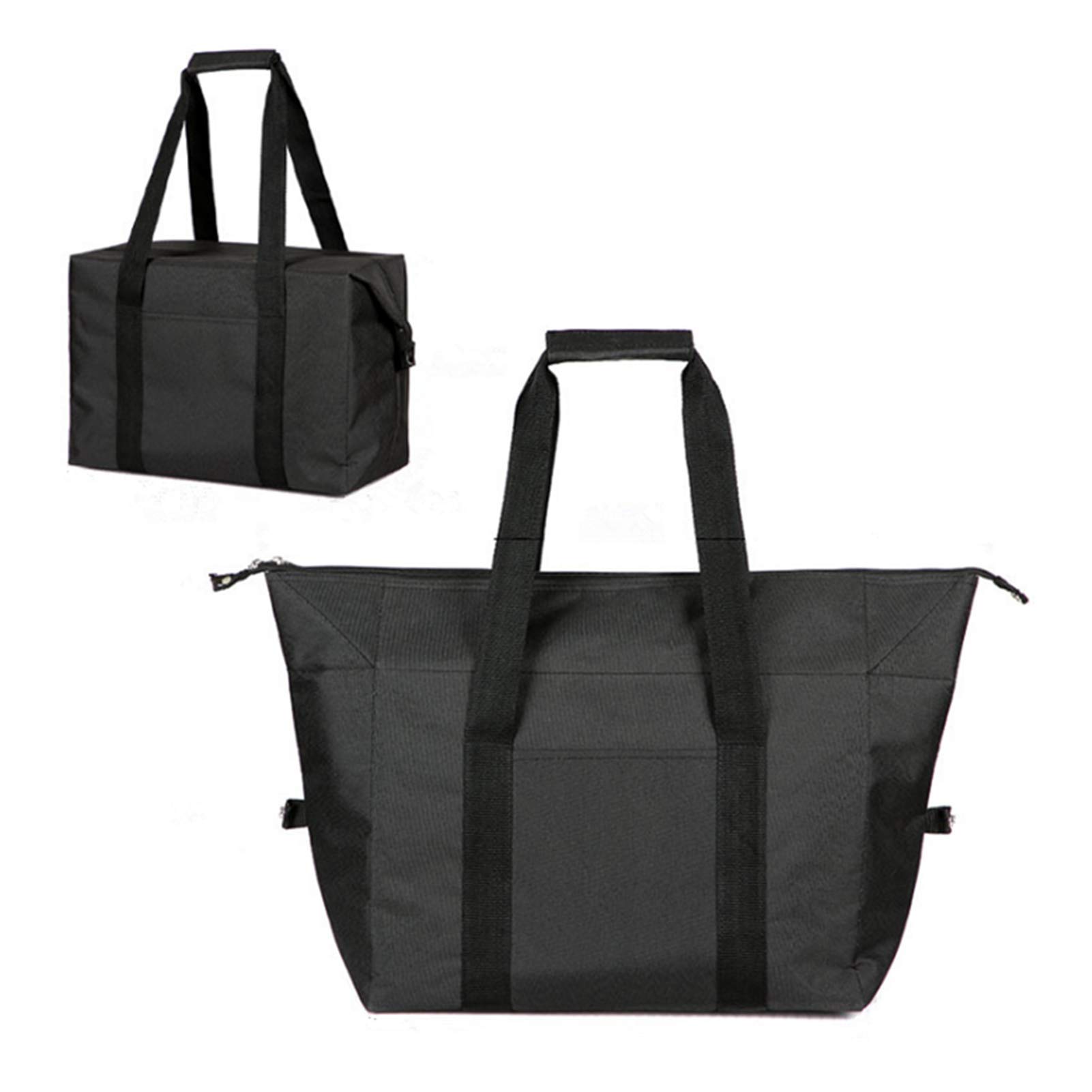 Reusable Insulated Grocery Cooler Bag with Zipper - Thermal Tote for Picnic, Travel, Camping & Beach - Keeps Food Cold or Frozen - Perfect for Lunch, Shopping & Outdoor Activities - Black