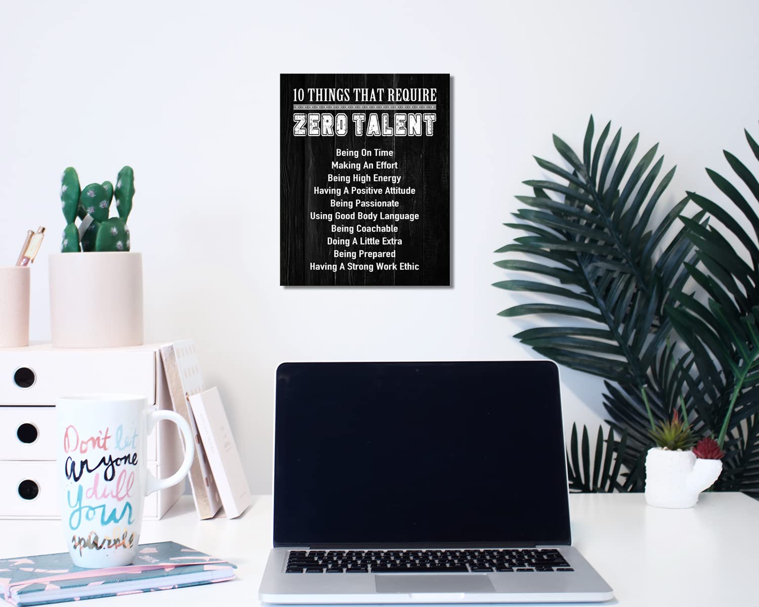 Artinme 10-Piece Motivational Wooden Wall Art Set - Inspirational Office & Home Decor, 8x10 Inch Black Wood Signs Plaques for Workplace, Living Room & Bedroom Wall Decoration
