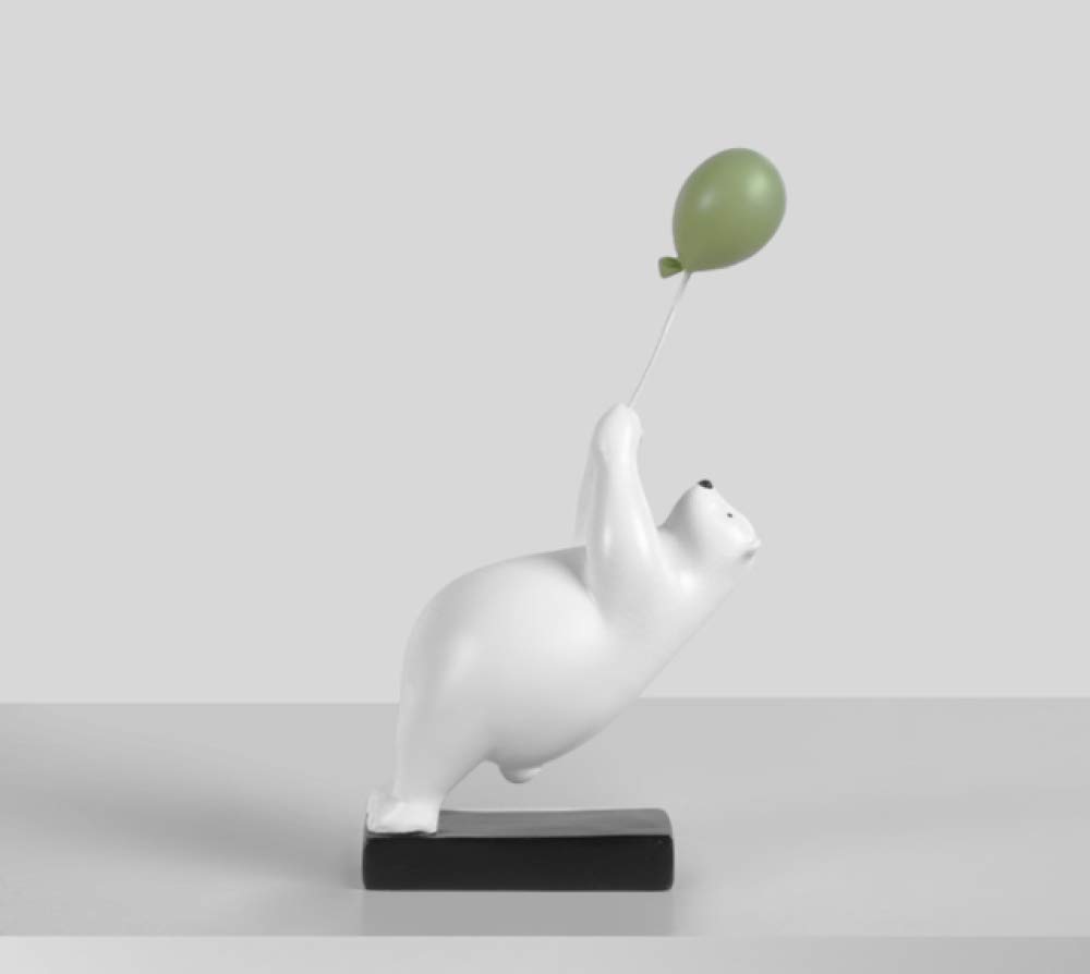 Cute Resin Balloon Bear Sculpture - Polar Bear Figurine for Modern Home Decor, Gift & Office Desk Decoration | Handmade Cartoon Animal Craft