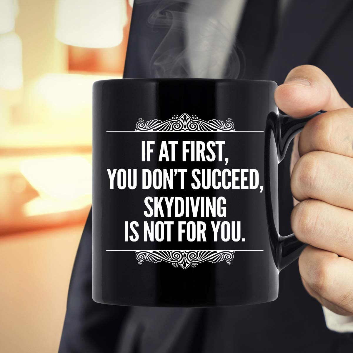 Funny Skydiving Coffee Mug 11oz - Humor Gift for Men & Women - Perfect for Office & Home Use
