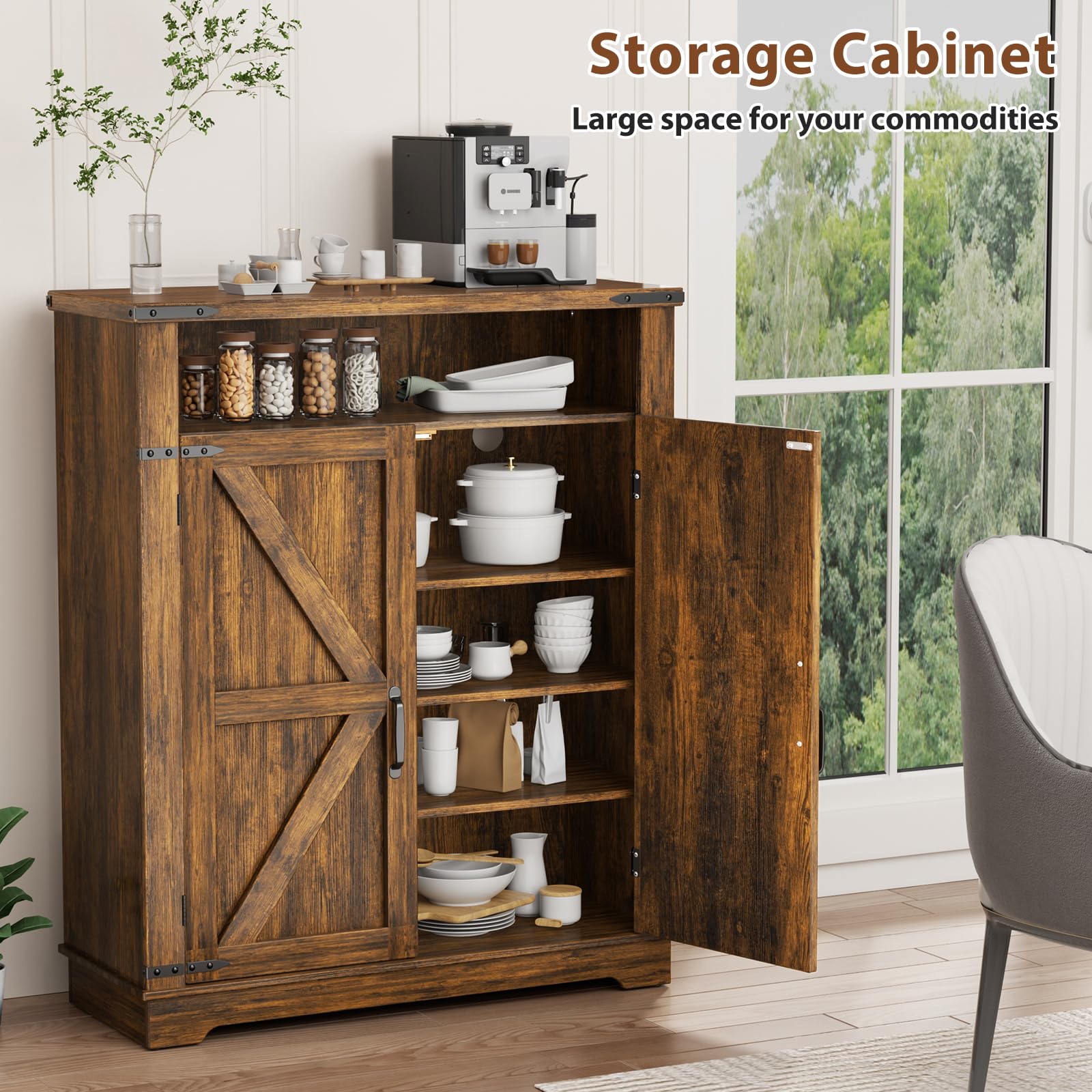 6-Tier Shoe Cabinet with Doors - Wooden Entryway Shoe Rack with Adjustable Shelves & Anti-Tip Design - Farmhouse Style Shoe Storage Organizer for Entryway, Living Room, Closet - Perfect for Small Spaces & Home Organization