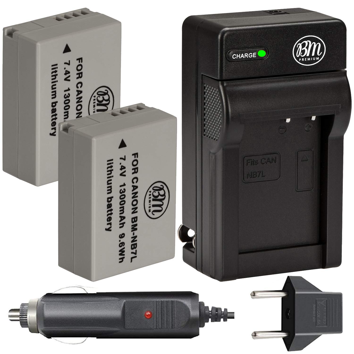 Canon NB-7L Battery & Charger Kit (2-Pack) - Compatible with PowerShot G10, G11, G12, SX30 IS Digital Cameras - Includes AC/DC Charger - Perfect for Travel Photography & Backup Power