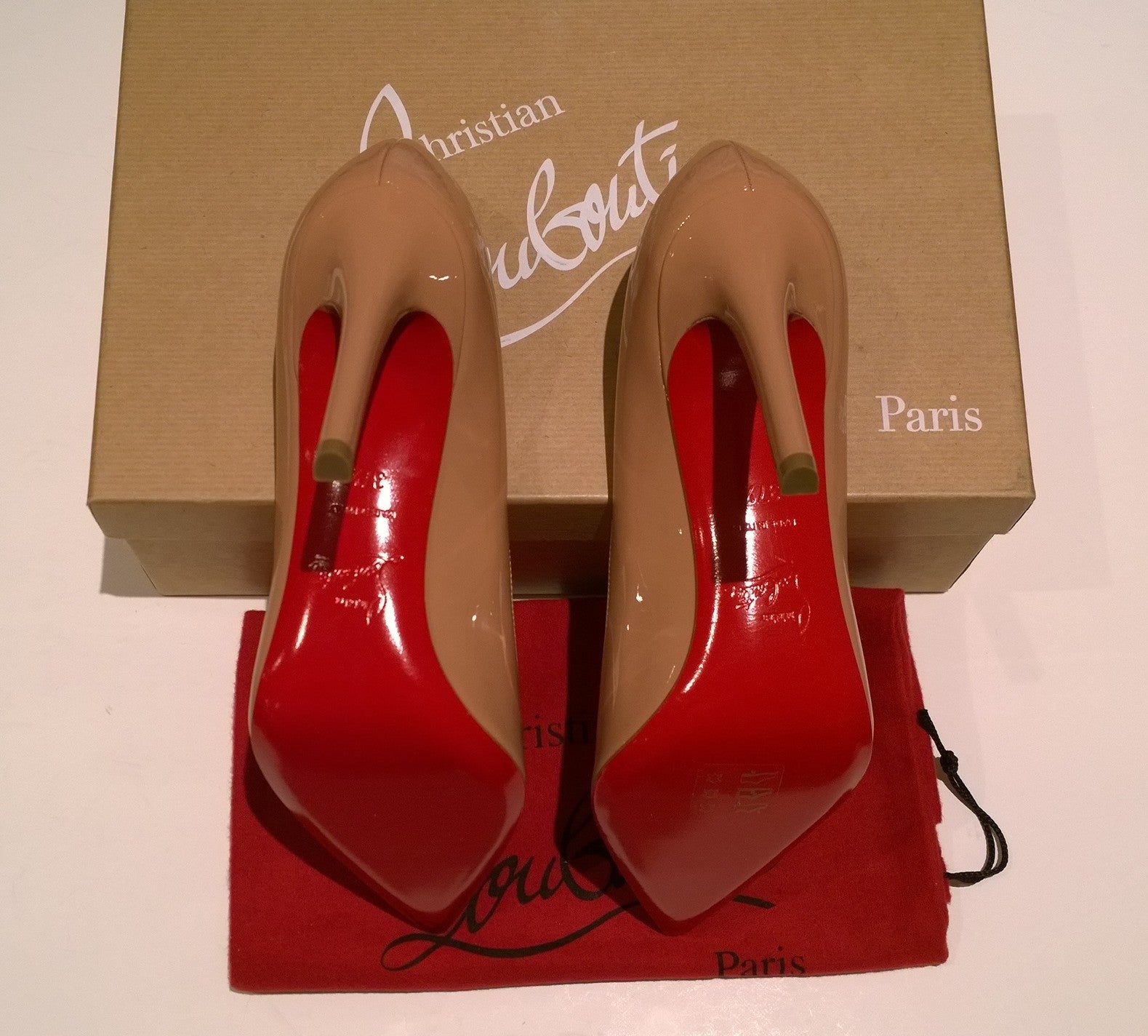 Christian Louboutin Pigalle 100mm Beige Nude Patent Leather Pumps - Perfect for Weddings, Parties & Evening Events