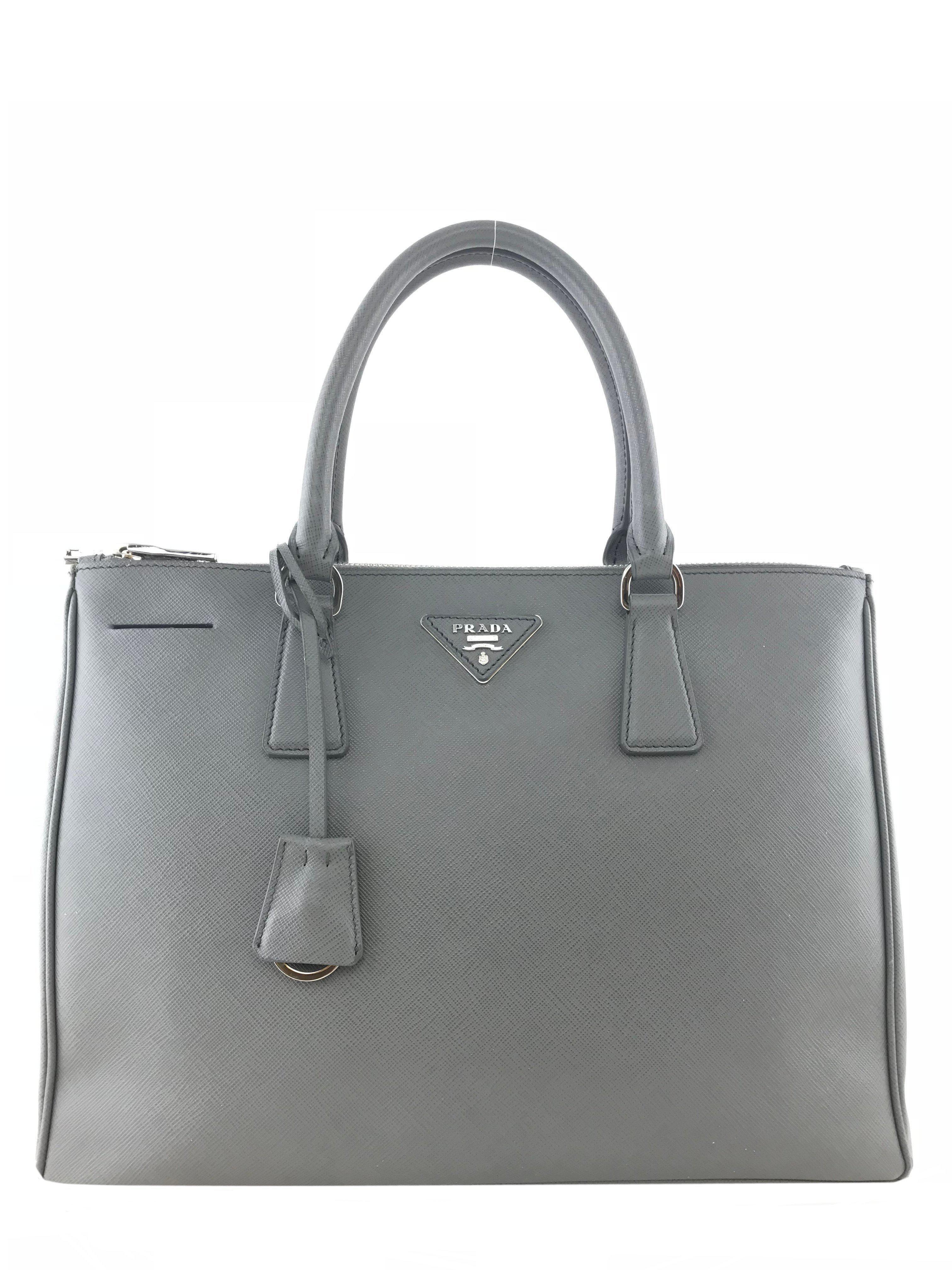 Prada Saffiano Lux Double Zip Medium Tote Bag - Genuine Leather Luxury Handbag for Women | Perfect for Work, Travel & Everyday Use