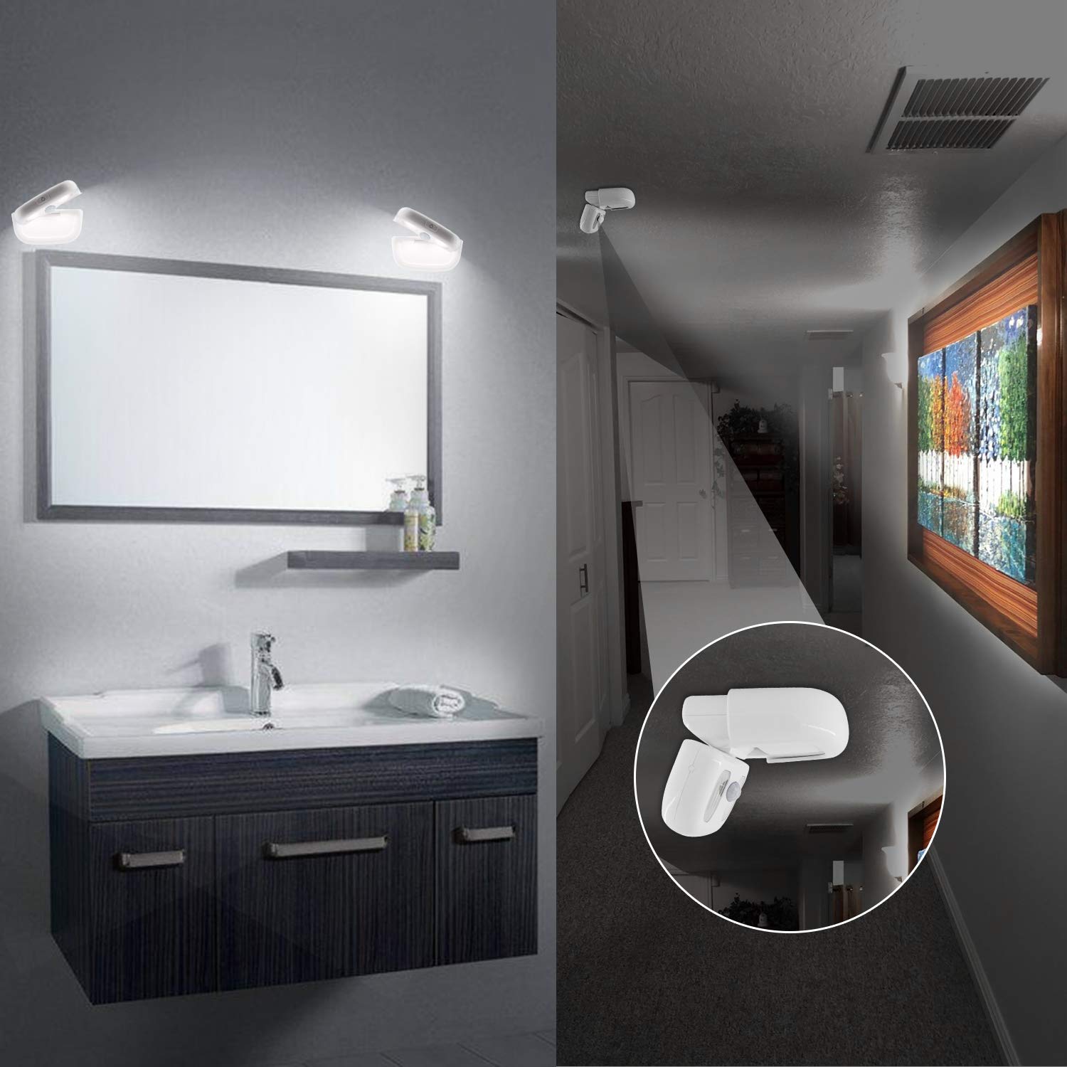 BIGLIGHT Wireless LED Motion Sensor Night Light - USB Rechargeable Closet Light with 360° Rotation - Stick On Light for Bedroom, Bathroom, Kitchen, Hallway, Stairs, Door & Porch - Perfect for Nighttime Safety and Convenient Lighting