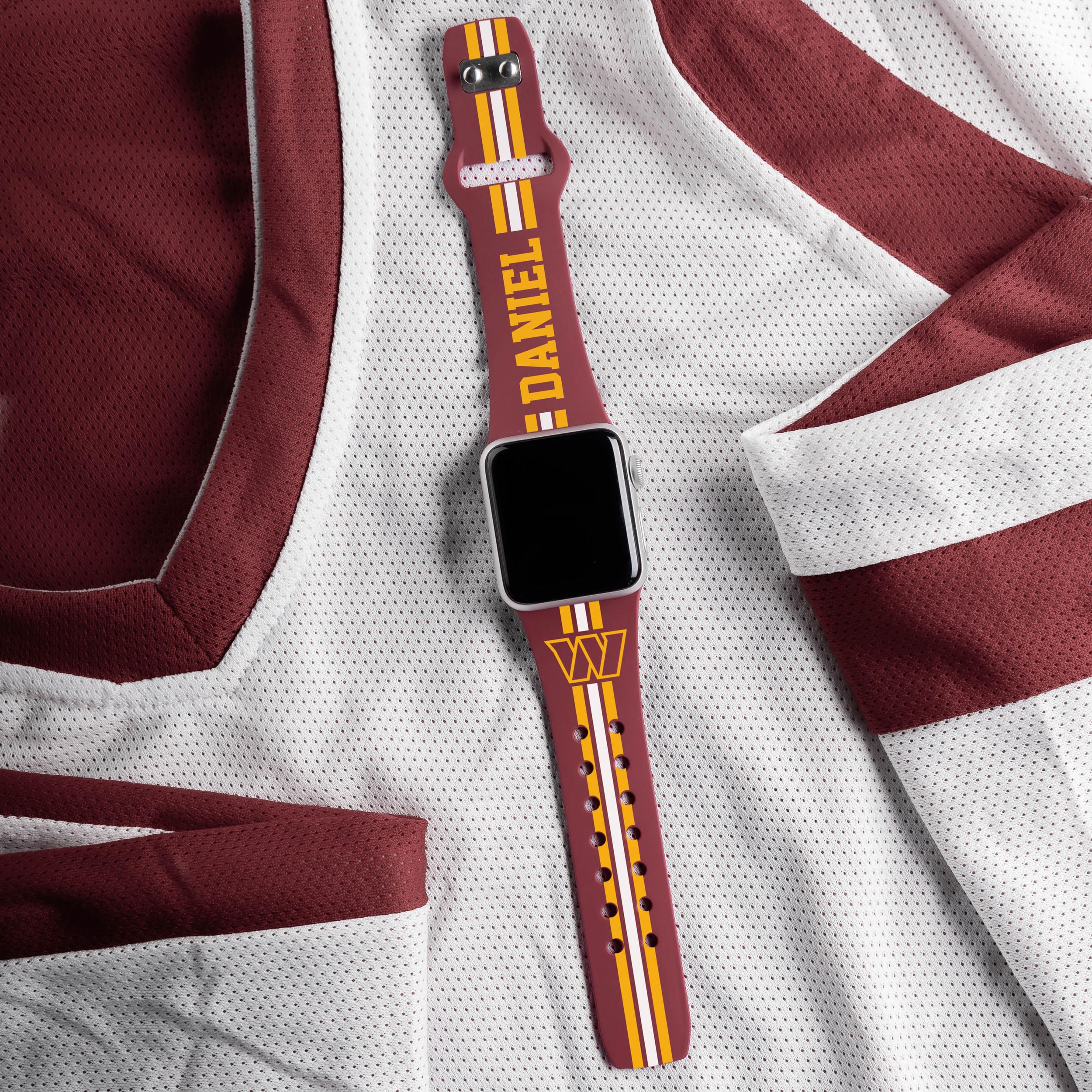 Custom NFL Team Name & Stripes HD Watch Band for Apple Watch - Perfect for Game Day, Sports Fans & Casual Wear