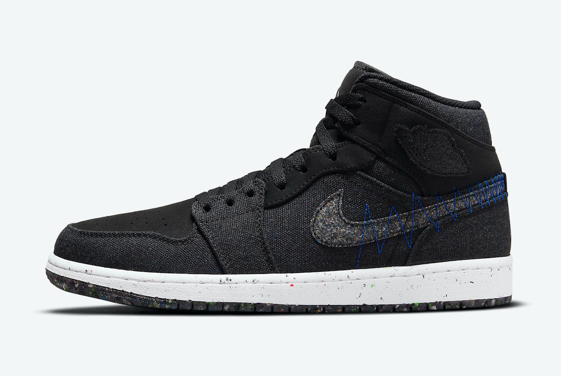 Nike Men's Air Jordan 1 Mid Crater Sneakers - Black, Racer Blue, White & Multi-Color Basketball Shoes for Casual Wear & Street Style
