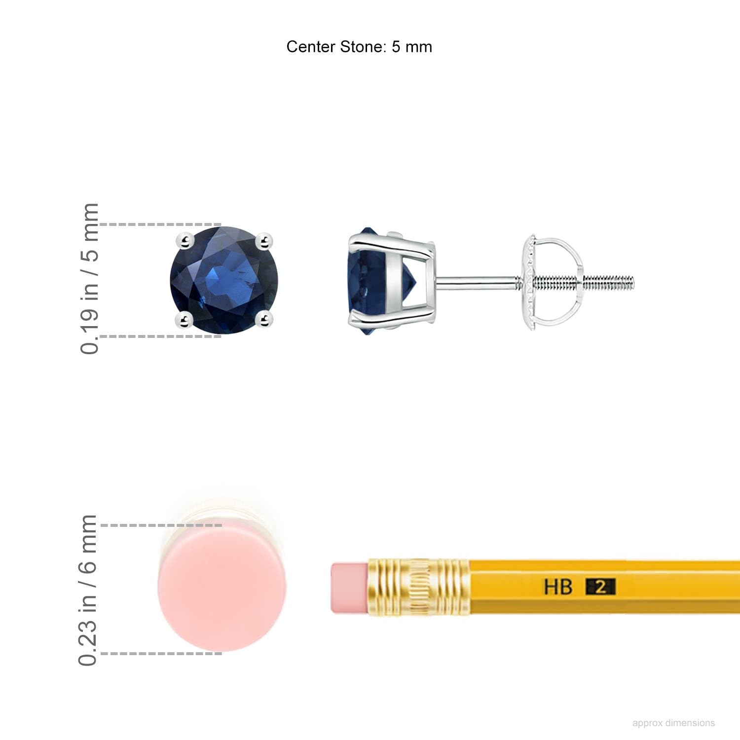 ANGARA 14K Solid Gold/Platinum Round Blue Sapphire Stud Earrings | September Birthstone Jewelry for Women | Perfect for Birthday, Engagement, Anniversary & Wedding Gifts | Elegant Everyday Wear & Special Occasions