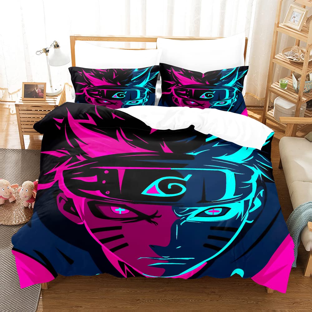 YIYI SMILE Anime Japanese Duvet Cover Set - Lightweight Breathable Twin Size 68x86 Inches for Kids Boys - Perfect for Bedroom Decor, Sleepovers & Anime Themed Rooms