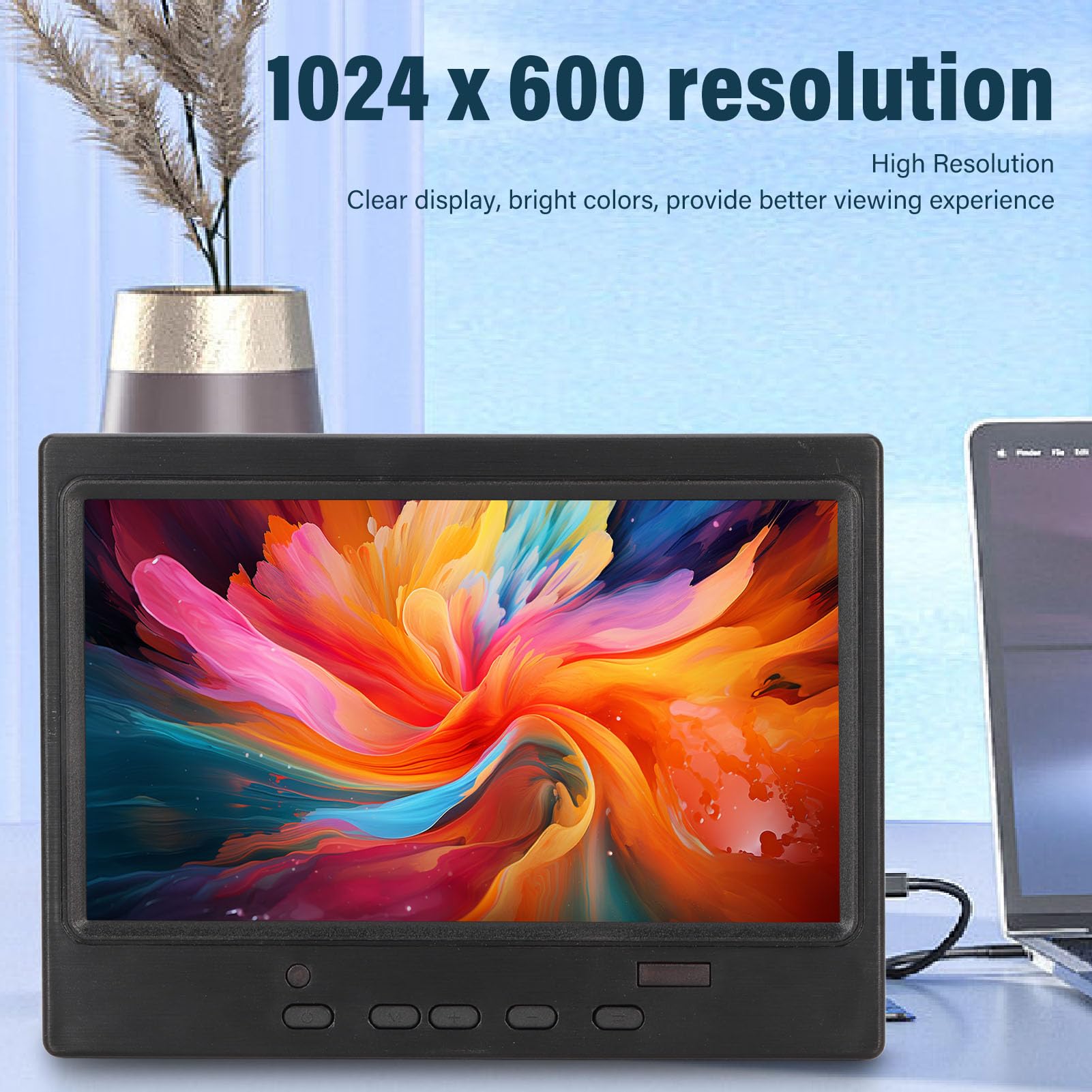 7 Inch Portable Monitor for Laptop - HDMI VGA AV Interface Mini External Display for PC Gaming & Travel - Lightweight Ultra-Thin Screen for Work, Entertainment & Business Presentations