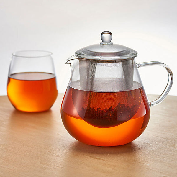 Hario Clear Glass Teapot with Stainless Steel Infuser - Perfect for Loose Leaf Tea, Herbal Tea & Iced Tea Brewing at Home or Office
