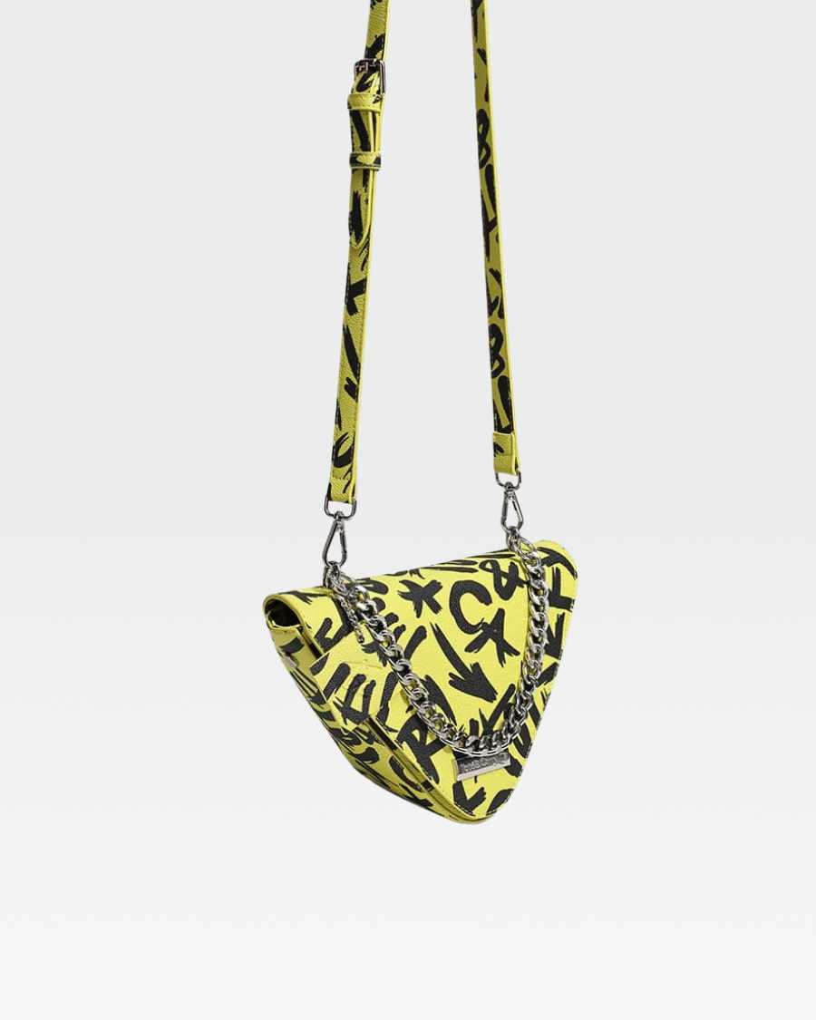 Trendy Yellow Graffiti Shoulder Bag for Women & Men - Stylish Crossbody Purse for Streetwear, Travel & Daily Use