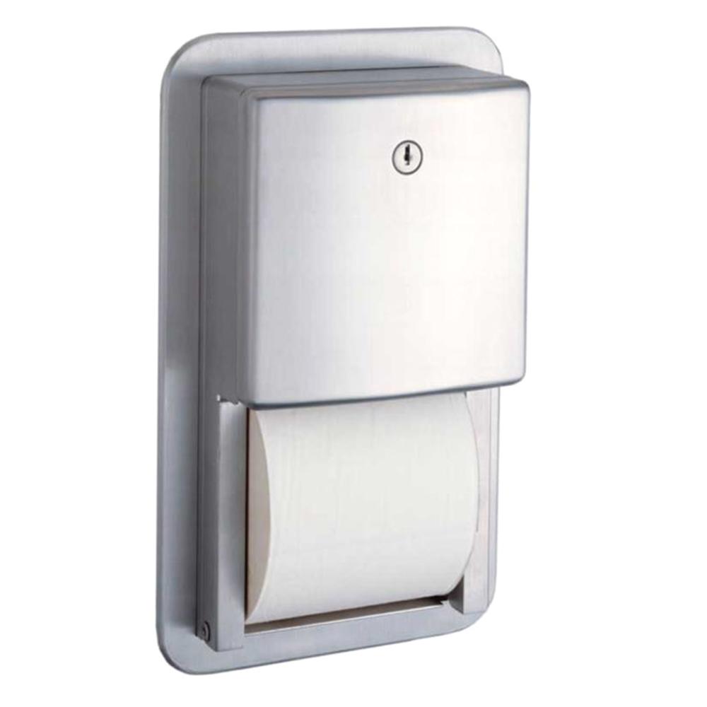 Bobrick B4388 ConturaSeries Recessed Toilet Paper Dispenser - Multi-Roll, Satin Finish for Commercial & Public Restrooms