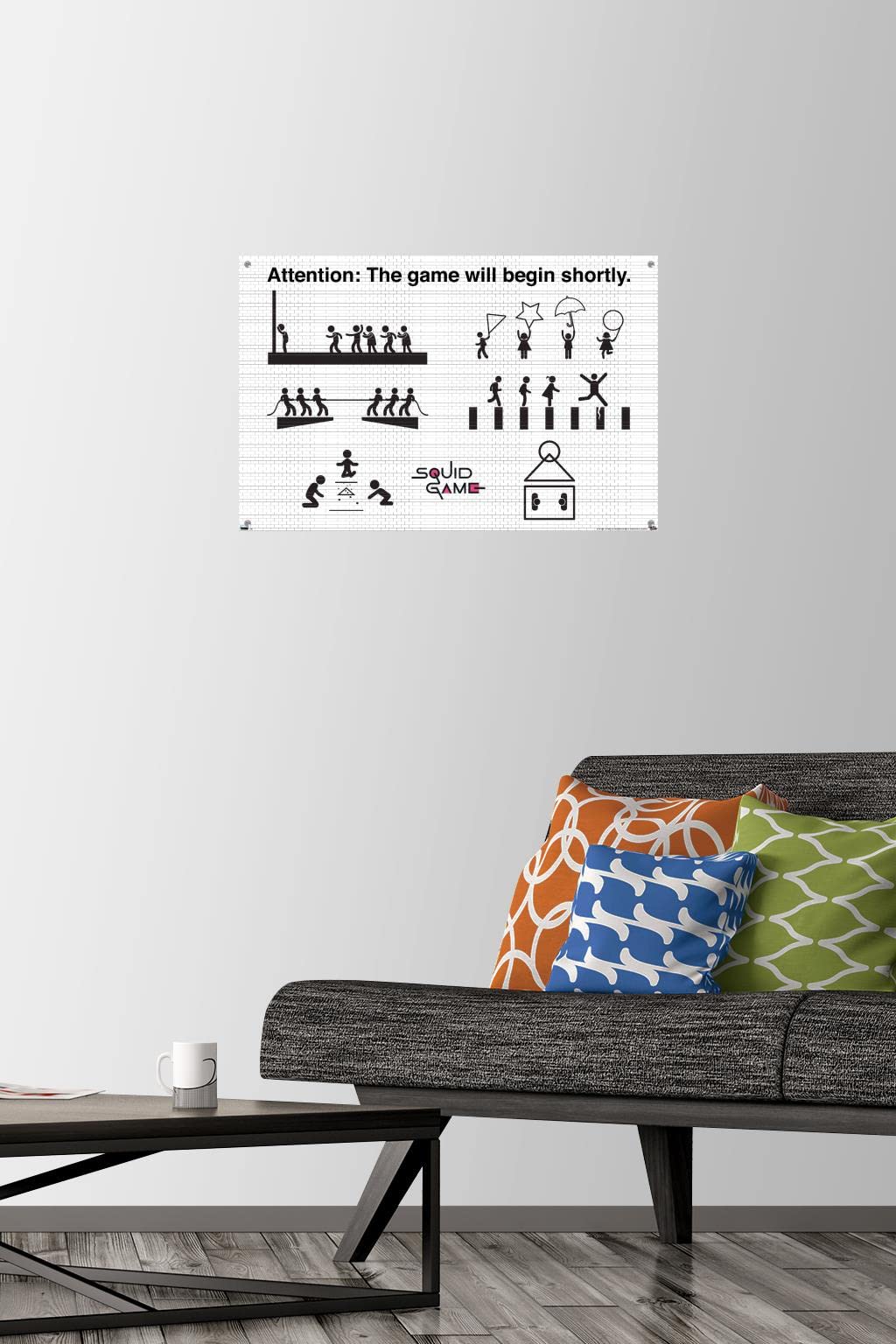 Squid Game Netflix Wall Poster Set with Push Pins - HD Official Artwork for Home, Office & Game Room Decor - Perfect for Fans & Collectors